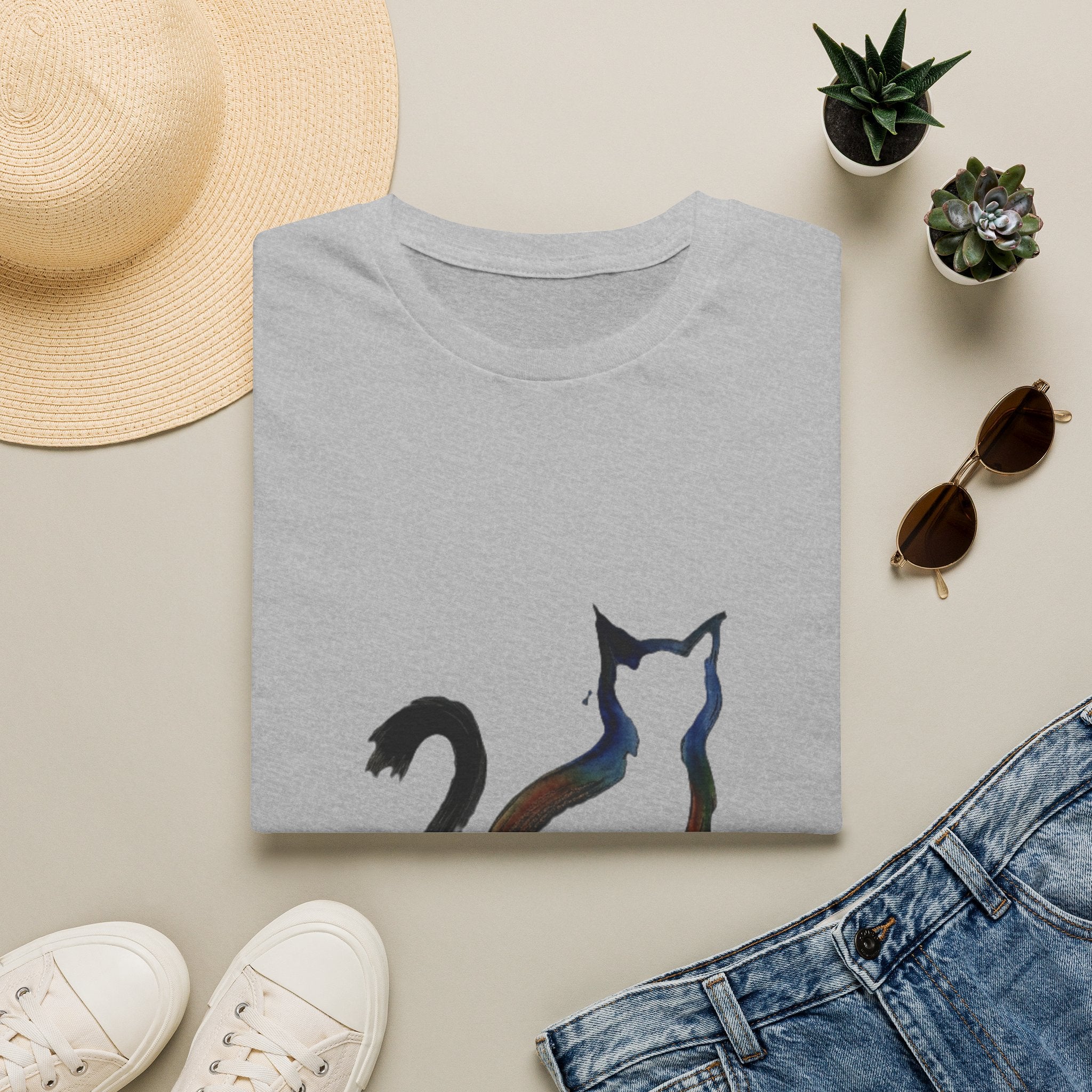 Silhouette Cat Illustration T-Shirt | Minimal Cat Artwork