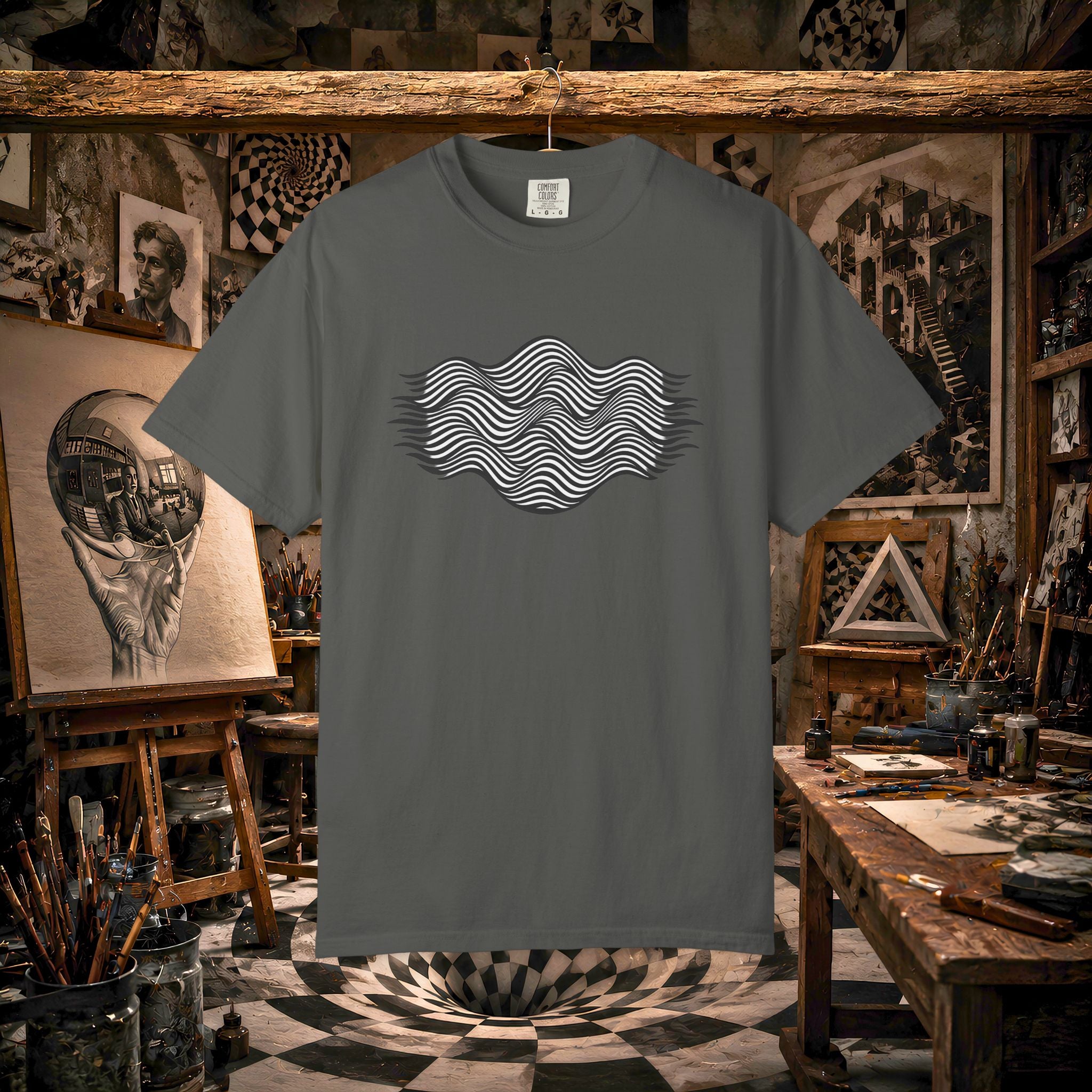 Minimal Wave Graphic T-Shirt — Abstract Line Art Tee