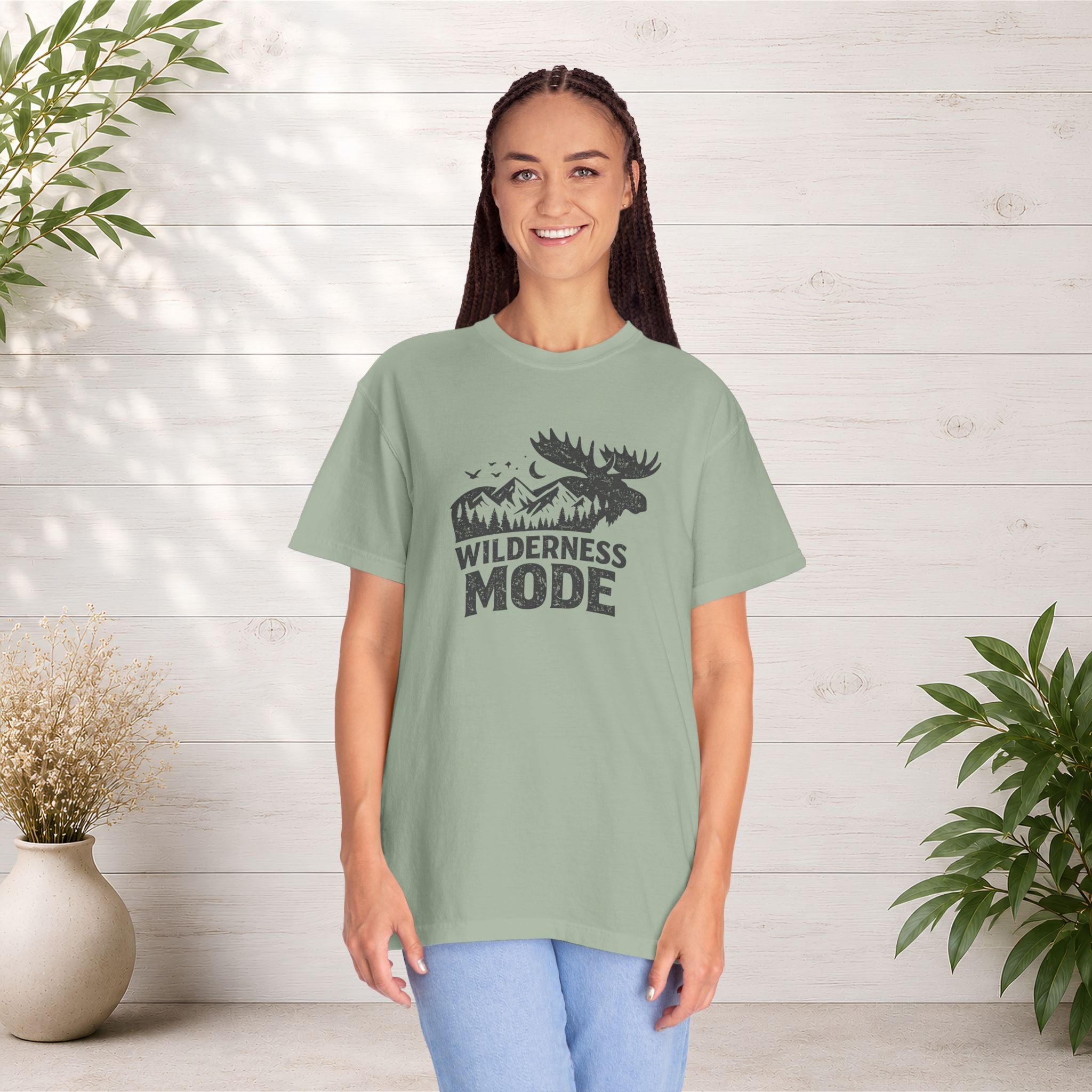 Wilderness Mode T-Shirt — Outdoor Moose Mountain Graphic Tee
