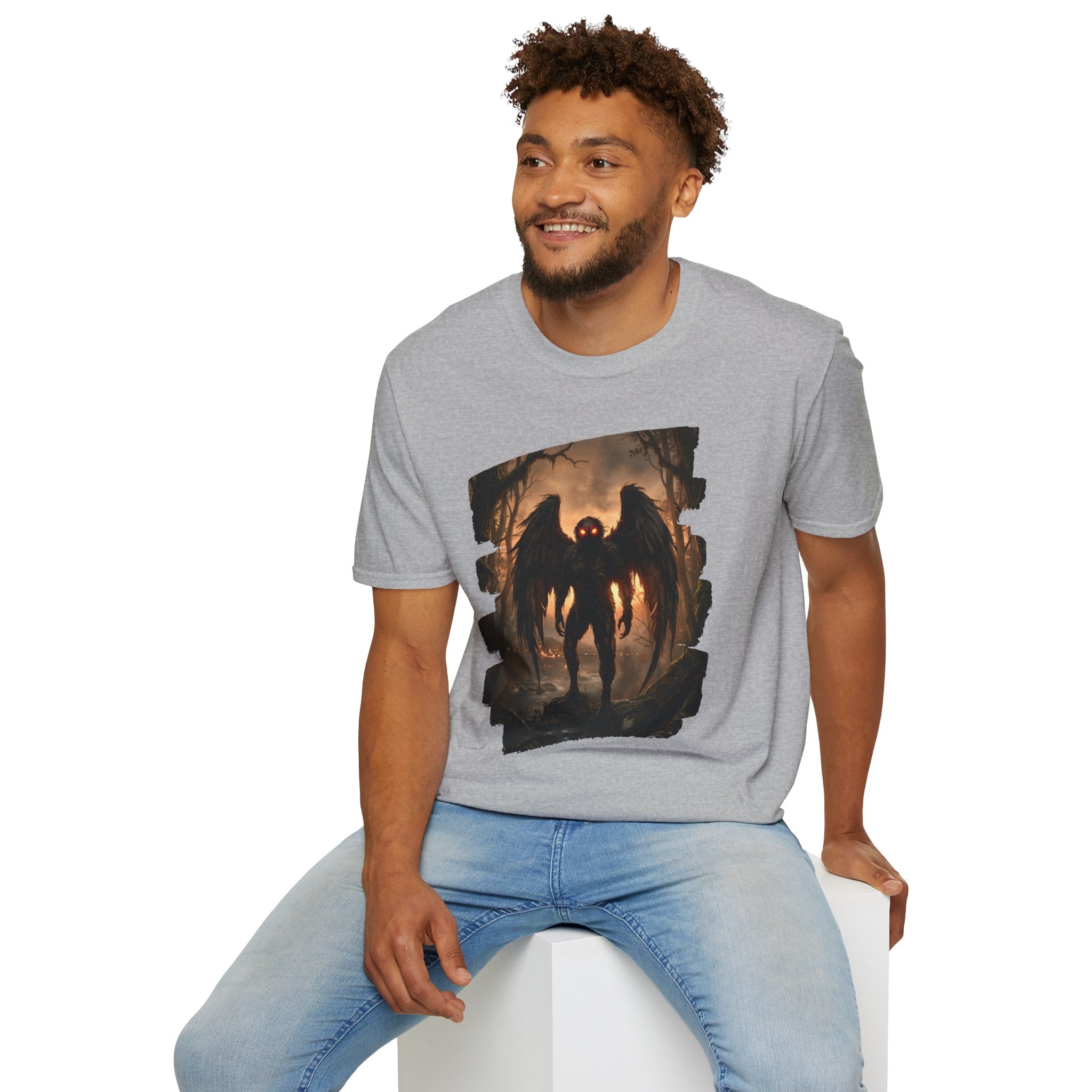 Mothman Cryptid Illustration T-Shirt | Dark Horror Graphic