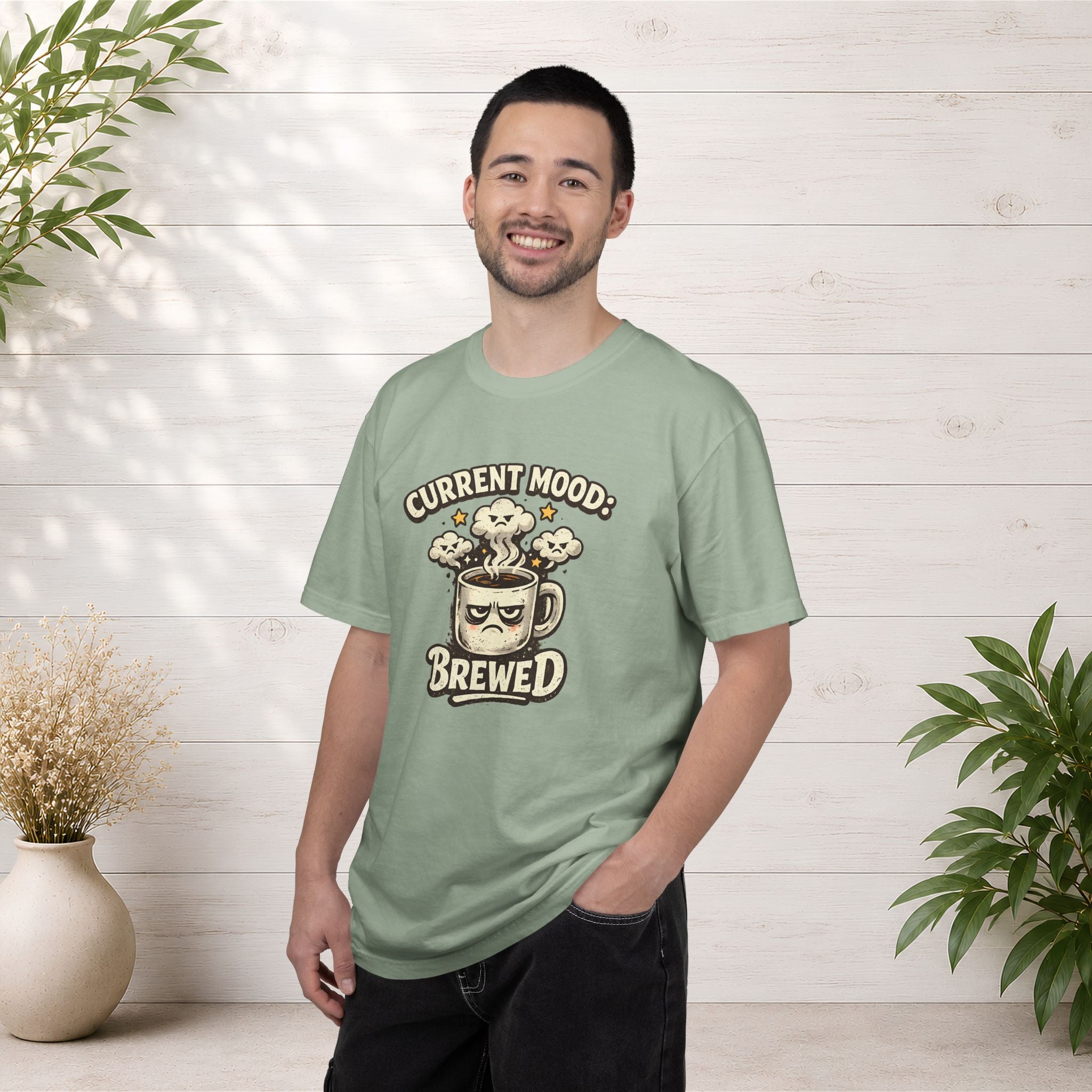 Coffee T-Shirt — "Current Mood: Brewed" Graphic Tee