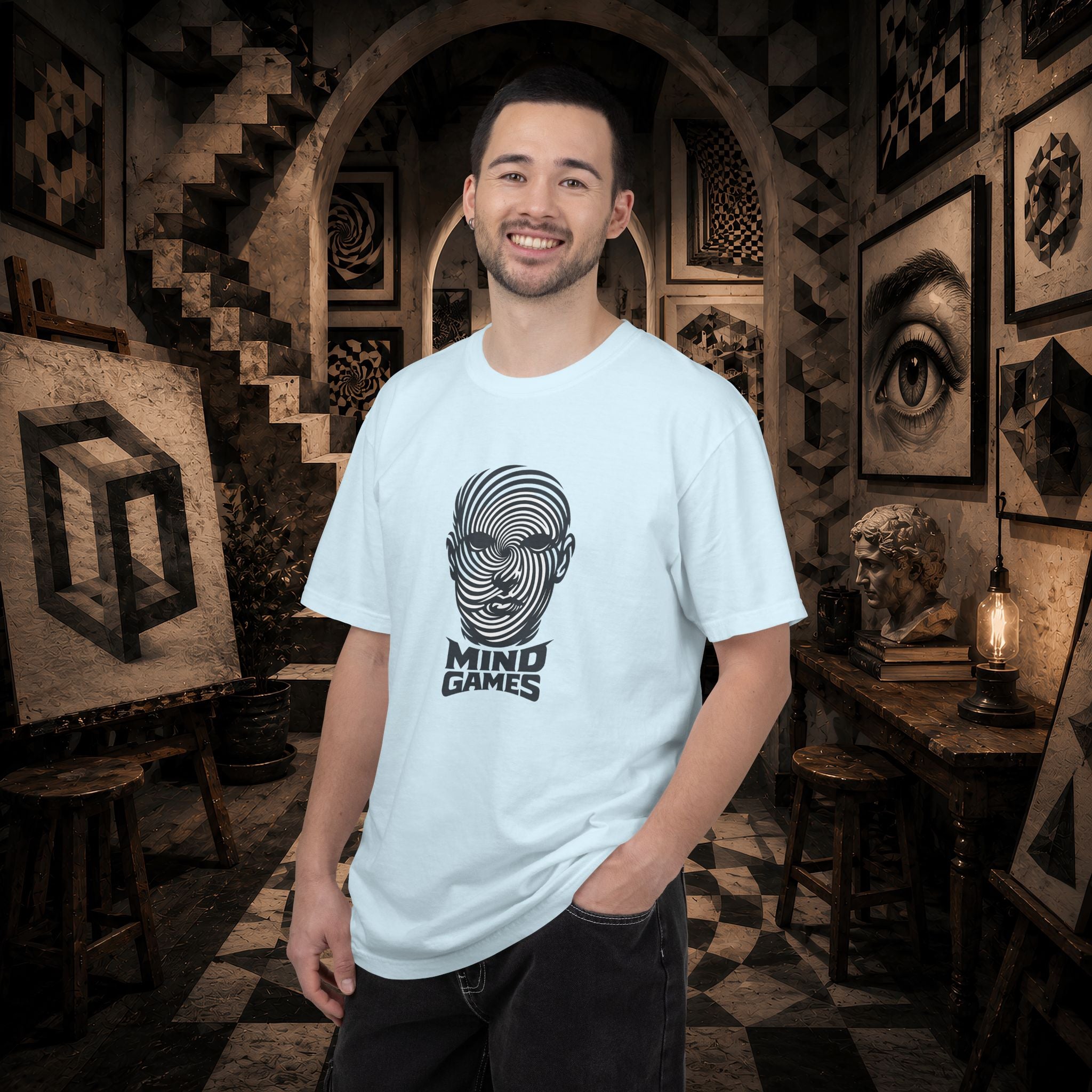 Mind Games T‑Shirt — Optical Illusion Head Graphic Tee