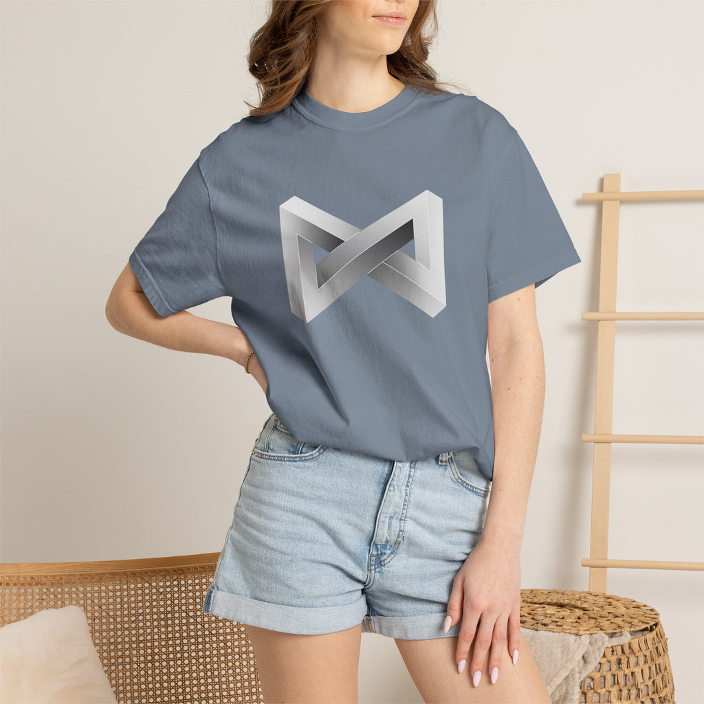 Optical Illusion Logo T-Shirt — Minimal Monochrome Infinity Design