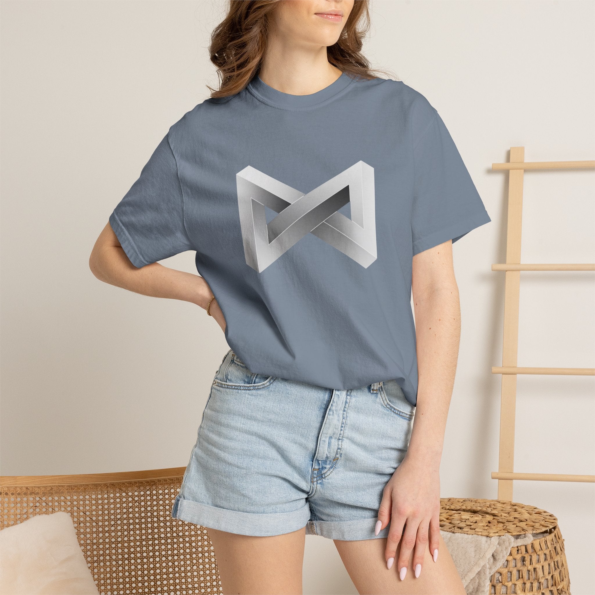 Optical Illusion Logo T-Shirt — Minimal Monochrome Infinity Design