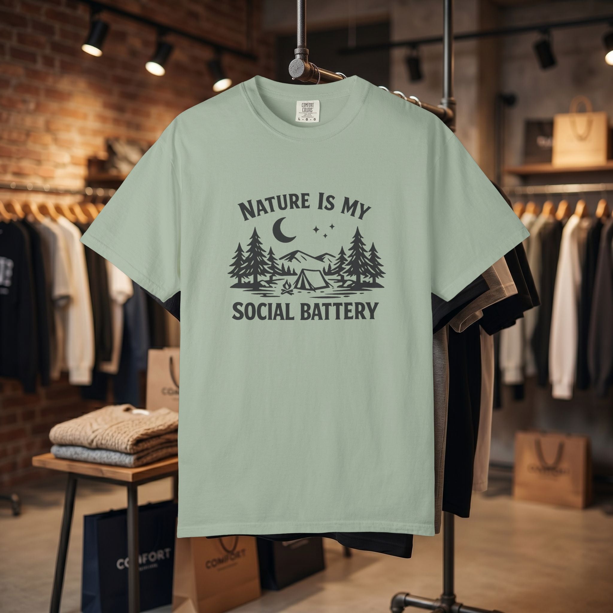 Nature Is My Social Battery T-Shirt — Outdoor Enthusiast Graphic Tee