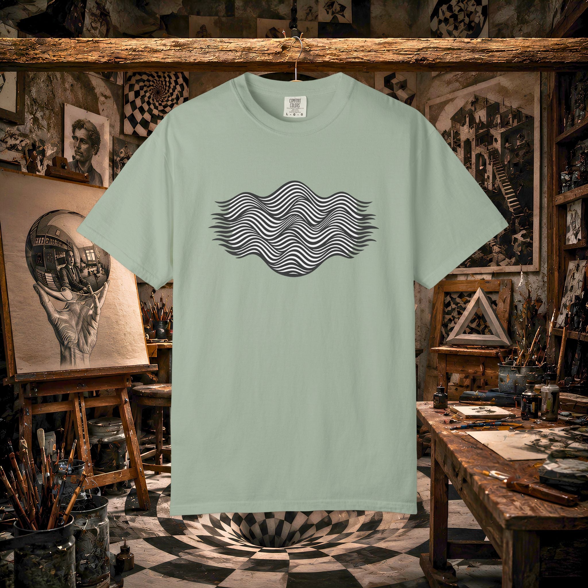 Minimal Wave Graphic T-Shirt — Abstract Line Art Tee