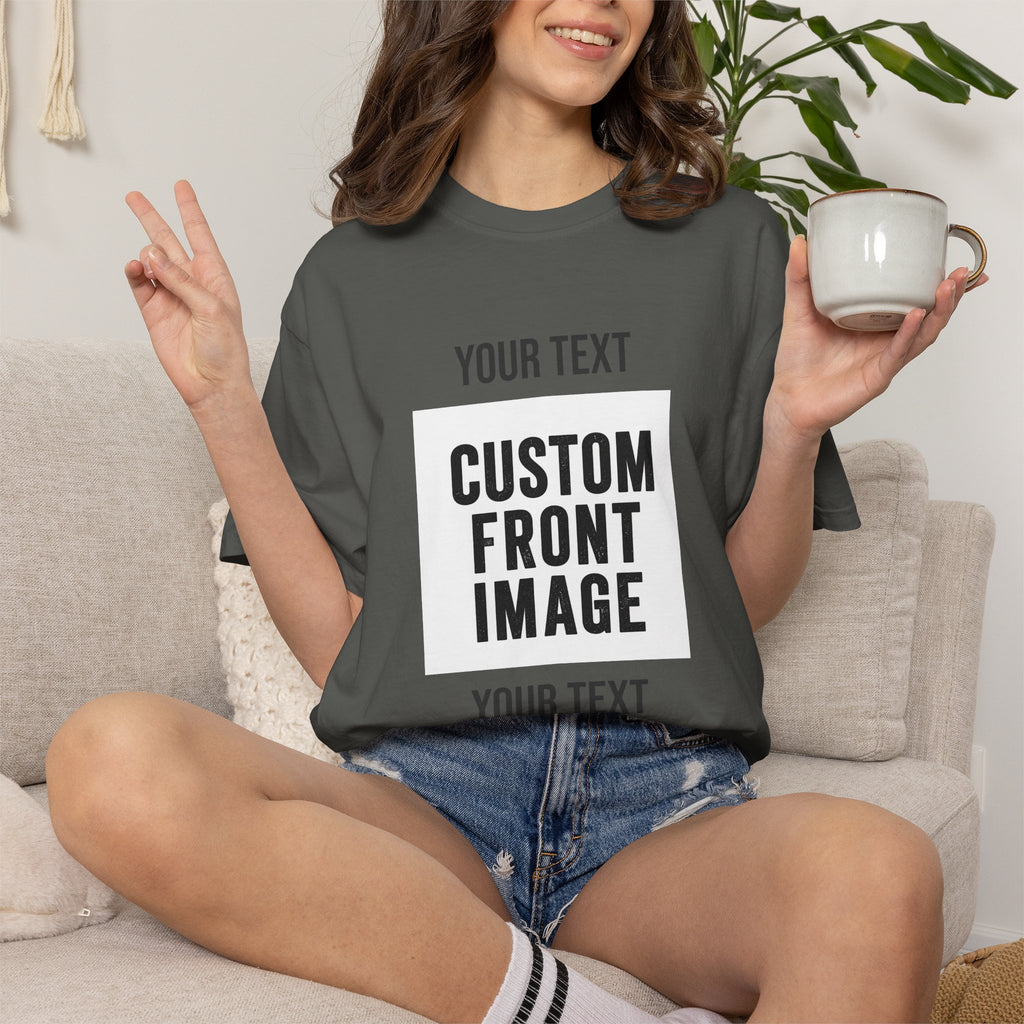 Custom Front Square Print T-Shirt — Personalized Text & Image Tee