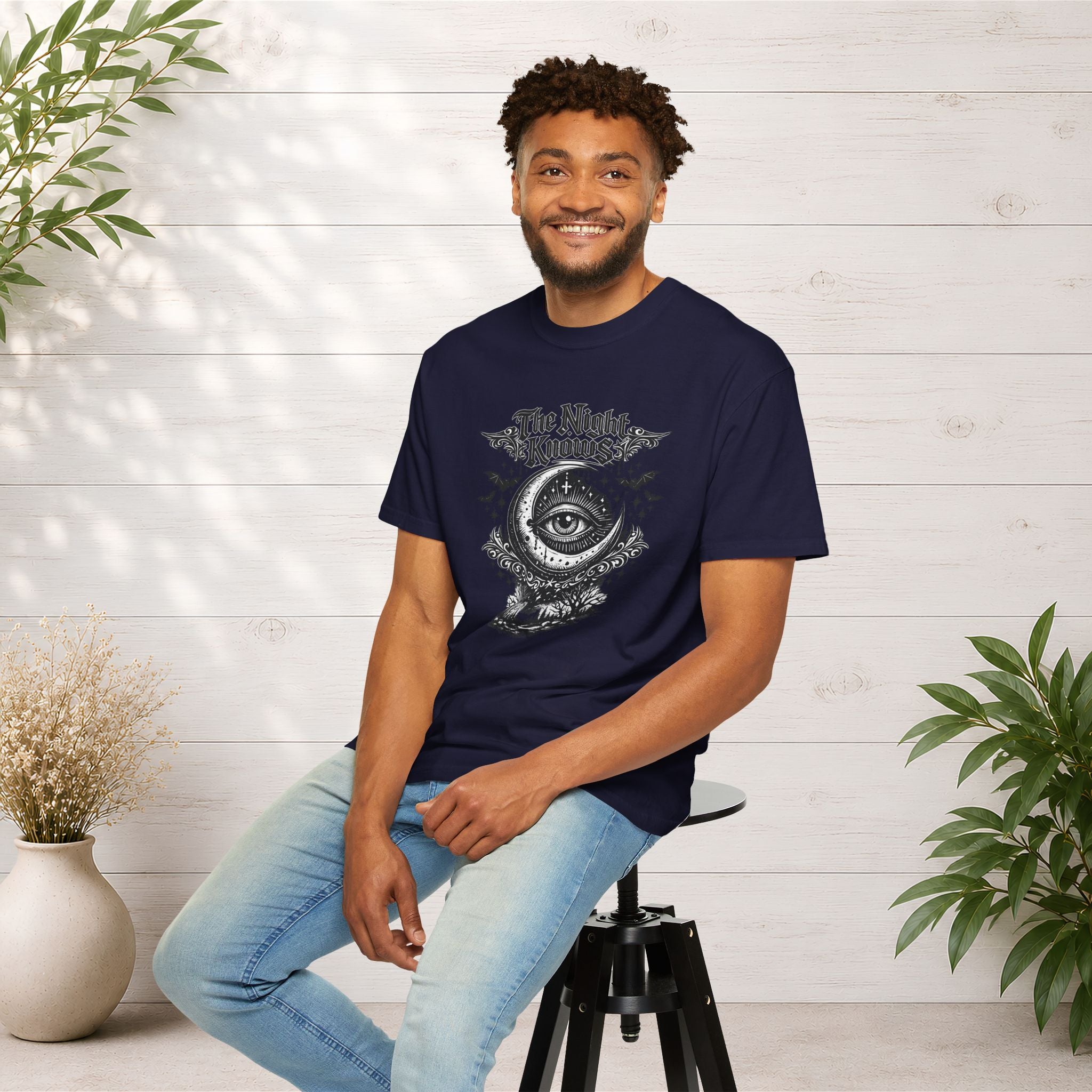 The Night Knows Eye T-Shirt — Mystical Gothic Graphic Tee