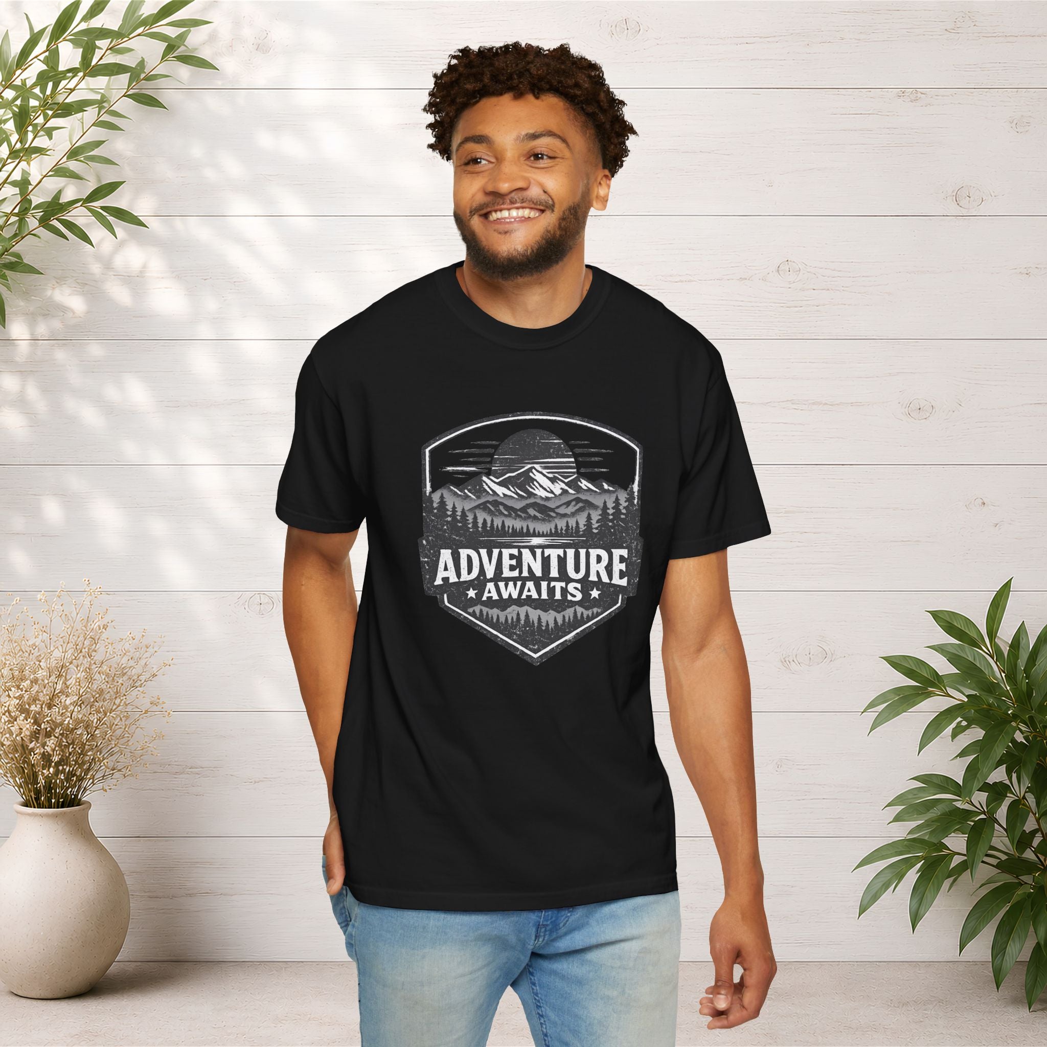 Adventure Awaits T-Shirt — Mountain Hiking Outdoors Tee