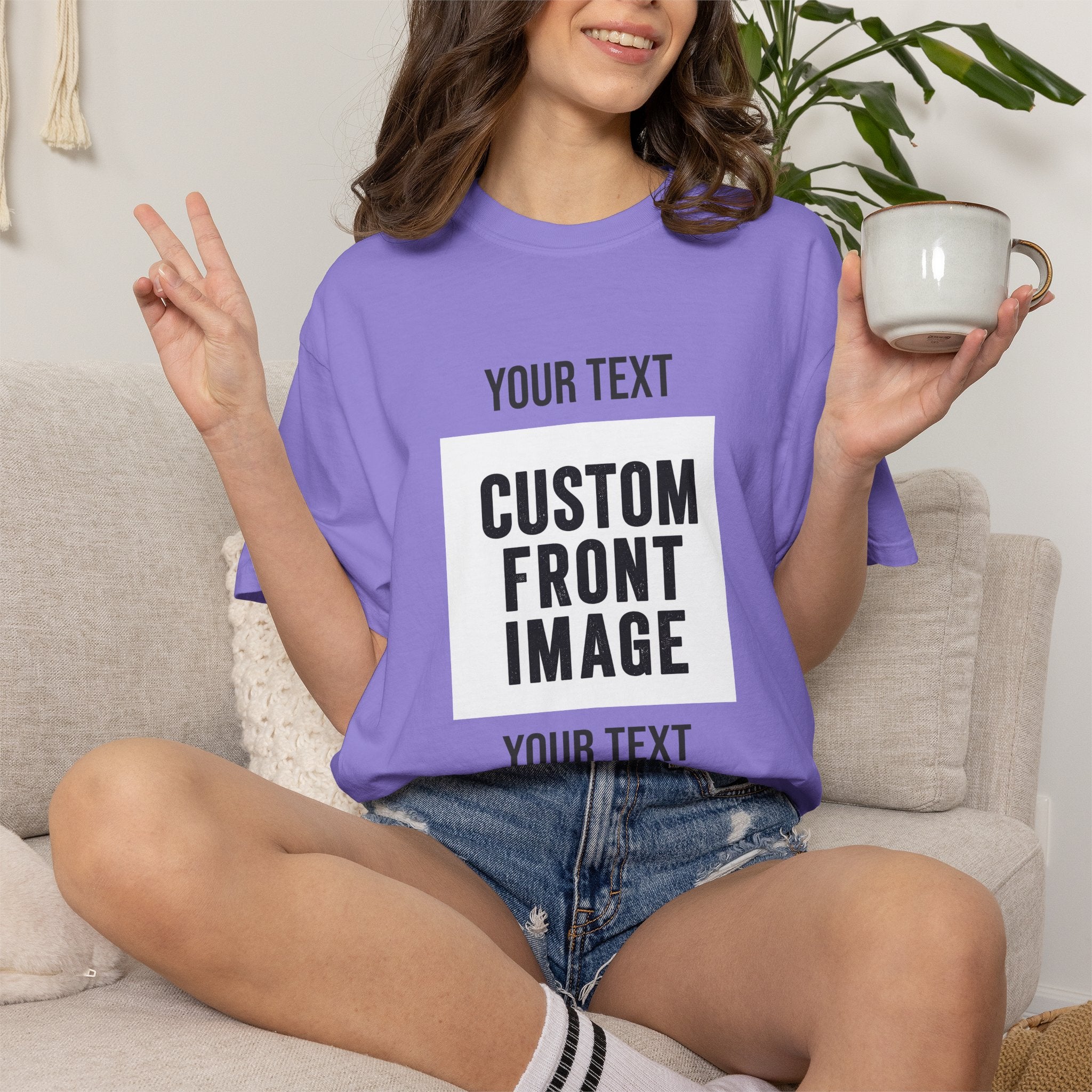Custom Front Square Print T-Shirt — Personalized Text & Image Tee