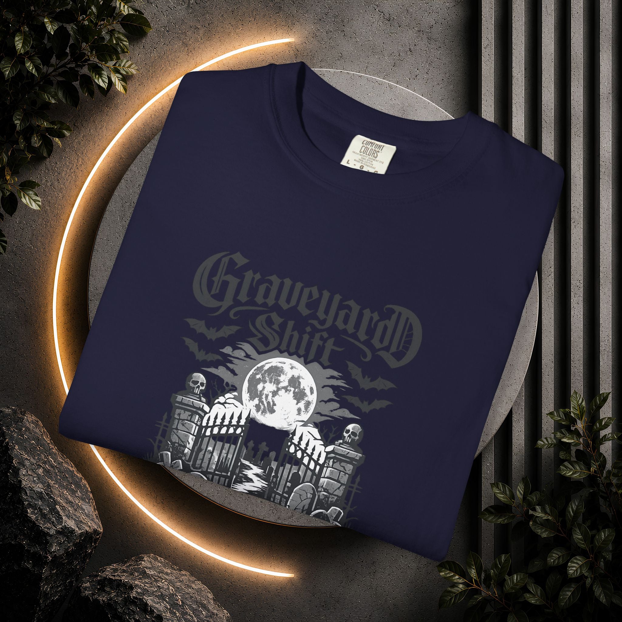 Graveyard Shift T-Shirt — Gothic Cemetery Skull Night Shift Tee