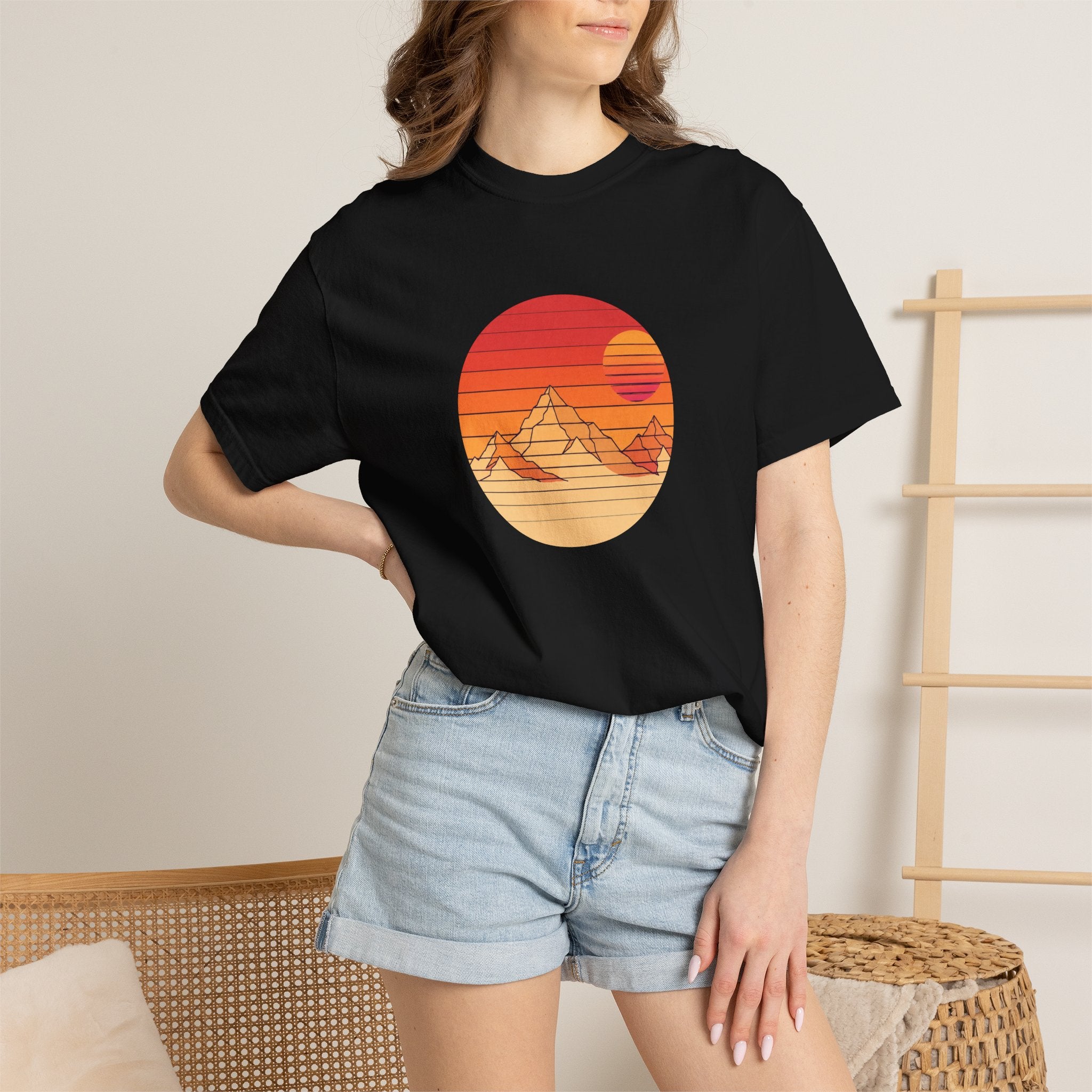Retro Sunset Mountain T-shirt | Vintage Mountain Graphic Tee