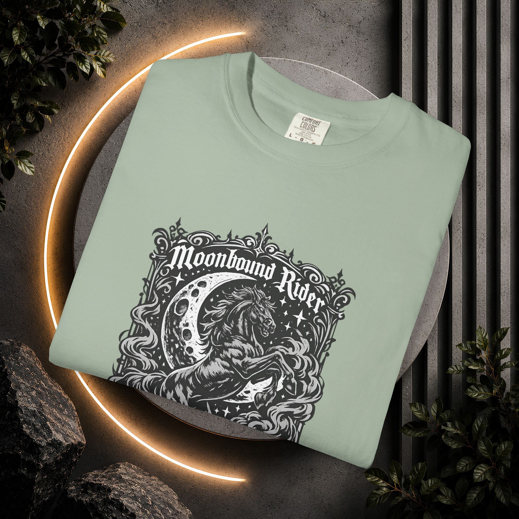 Moonbound Rider T‑Shirt — Gothic Horse Moon Design
