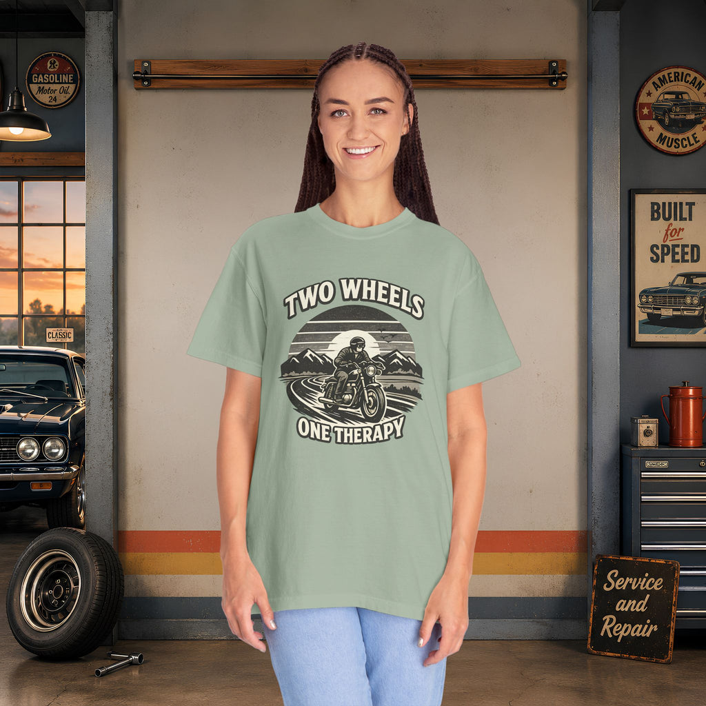 Motorcycle T-Shirt – "Two Wheels One Therapy" Rider Tee