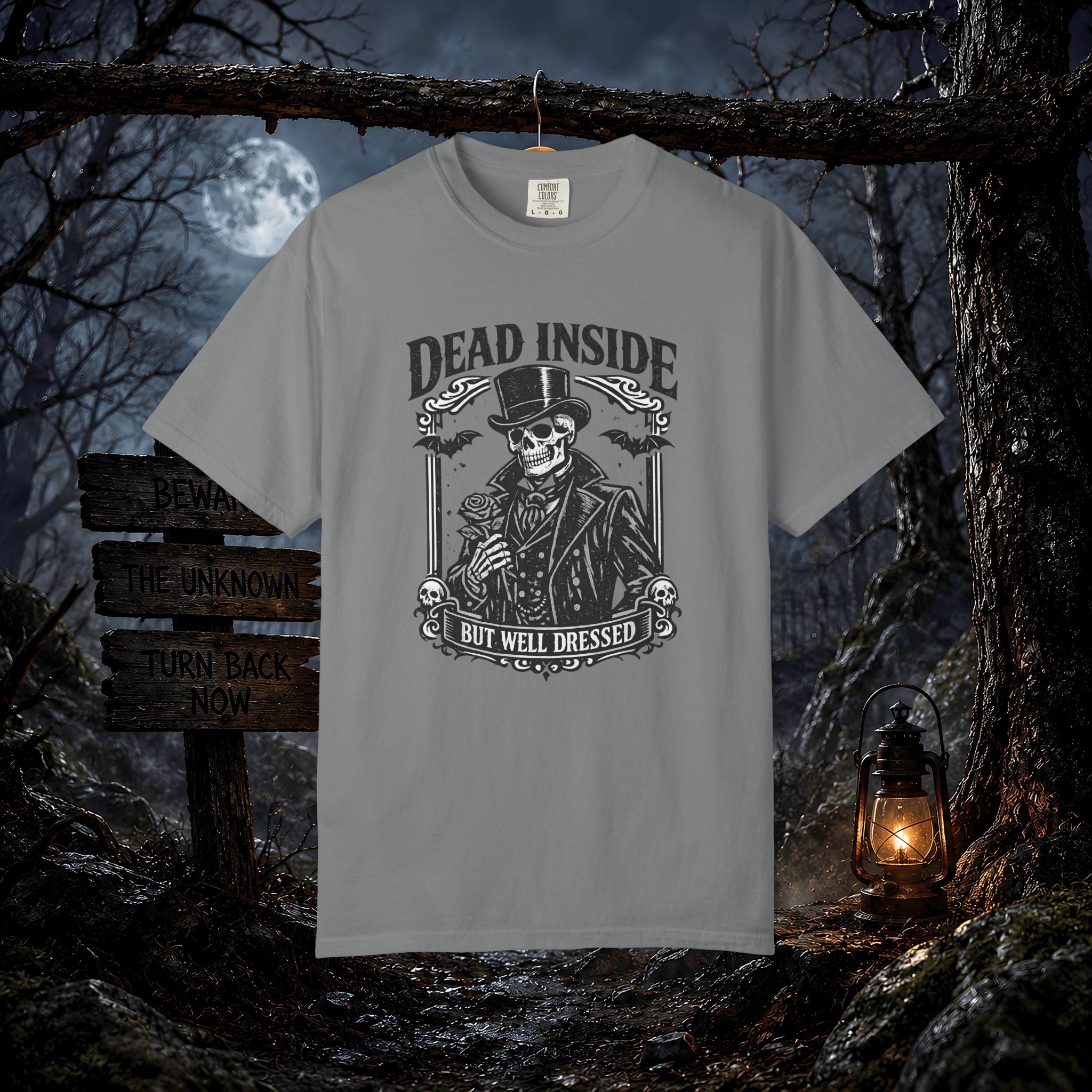 Dead Inside But Well Dressed T-Shirt — Gothic Skeleton Vintage Graphic Tee