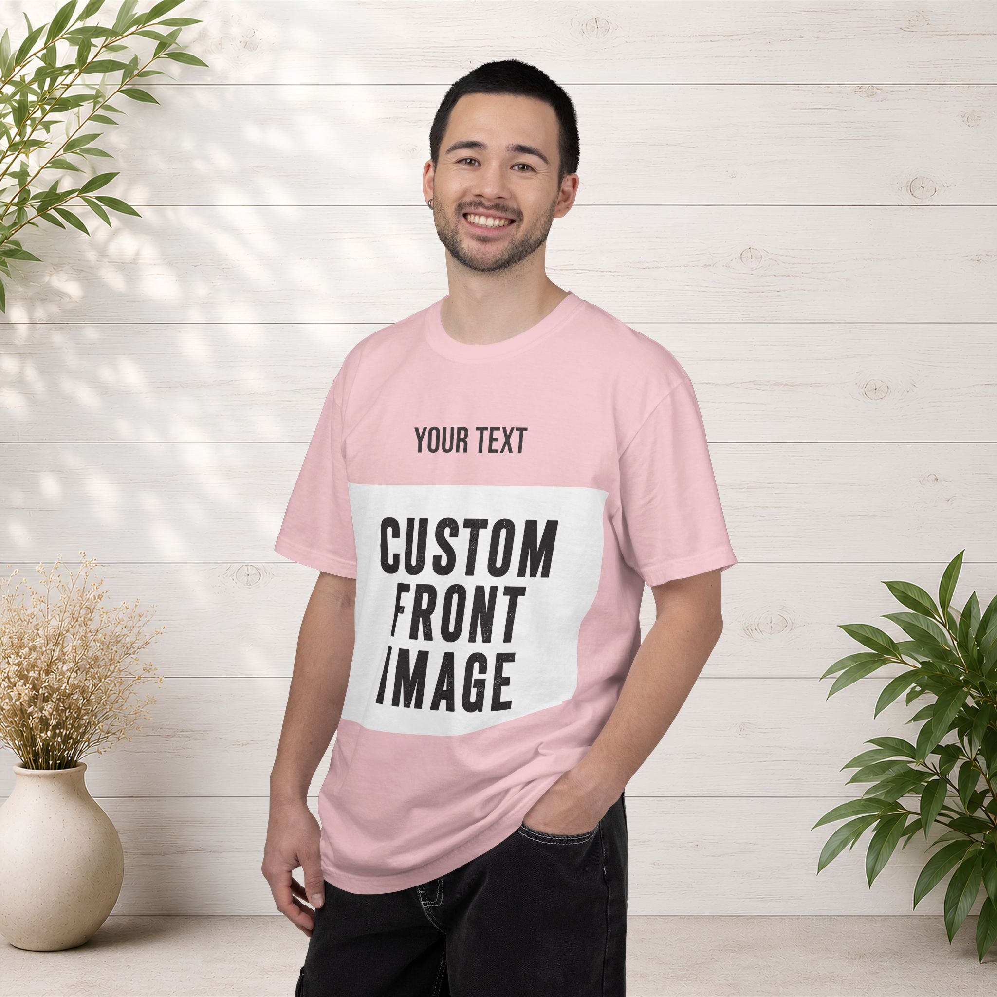 Custom Front Landscape Print T-Shirt — Personalized Text & Image Tee