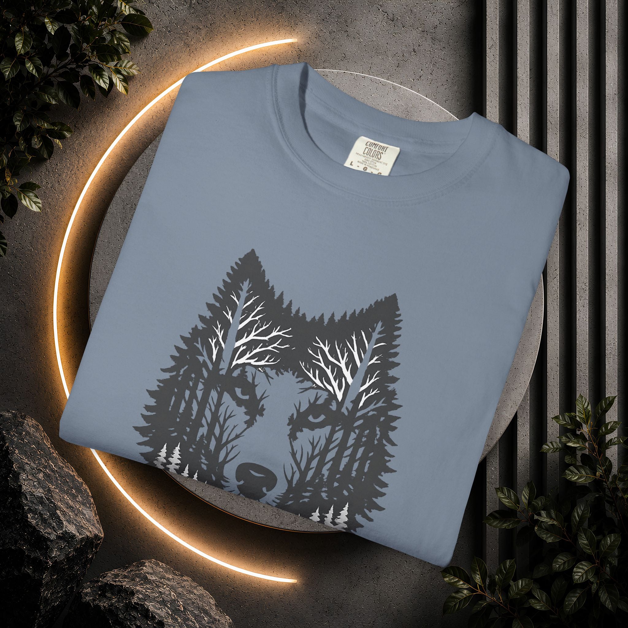 Wolf Forest T-Shirt — Geometric Woodland Wolf Graphic Tee