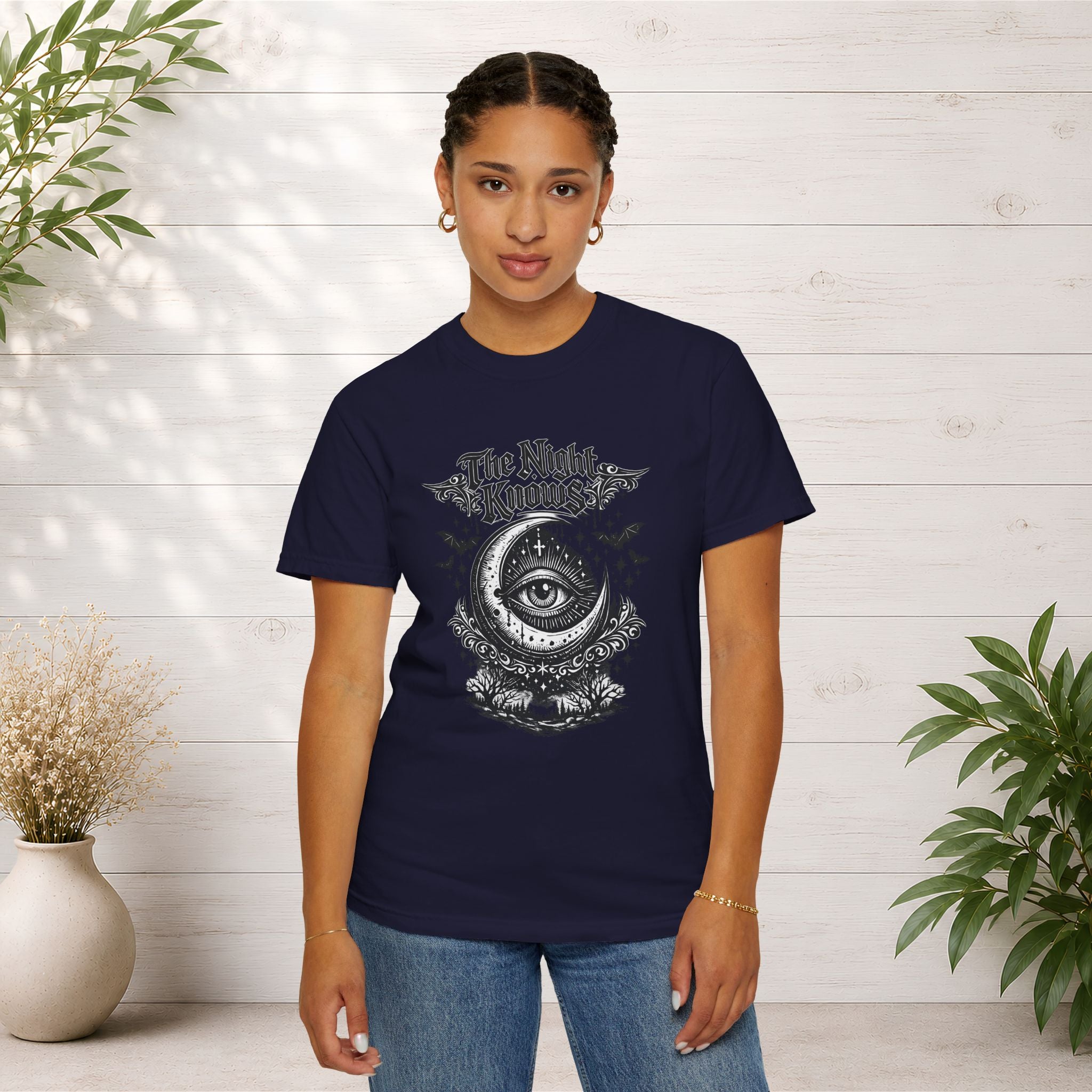 The Night Knows Eye T-Shirt — Mystical Gothic Graphic Tee