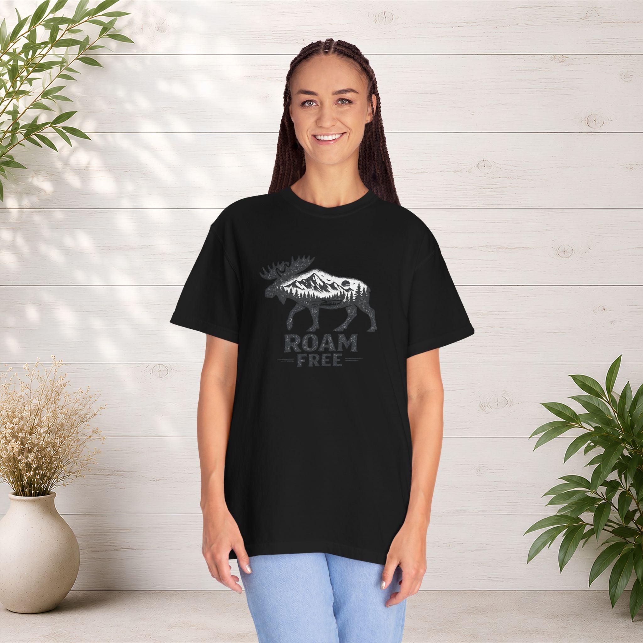 Roam Free Moose T-Shirt — Outdoorsy Nature Graphic Tee