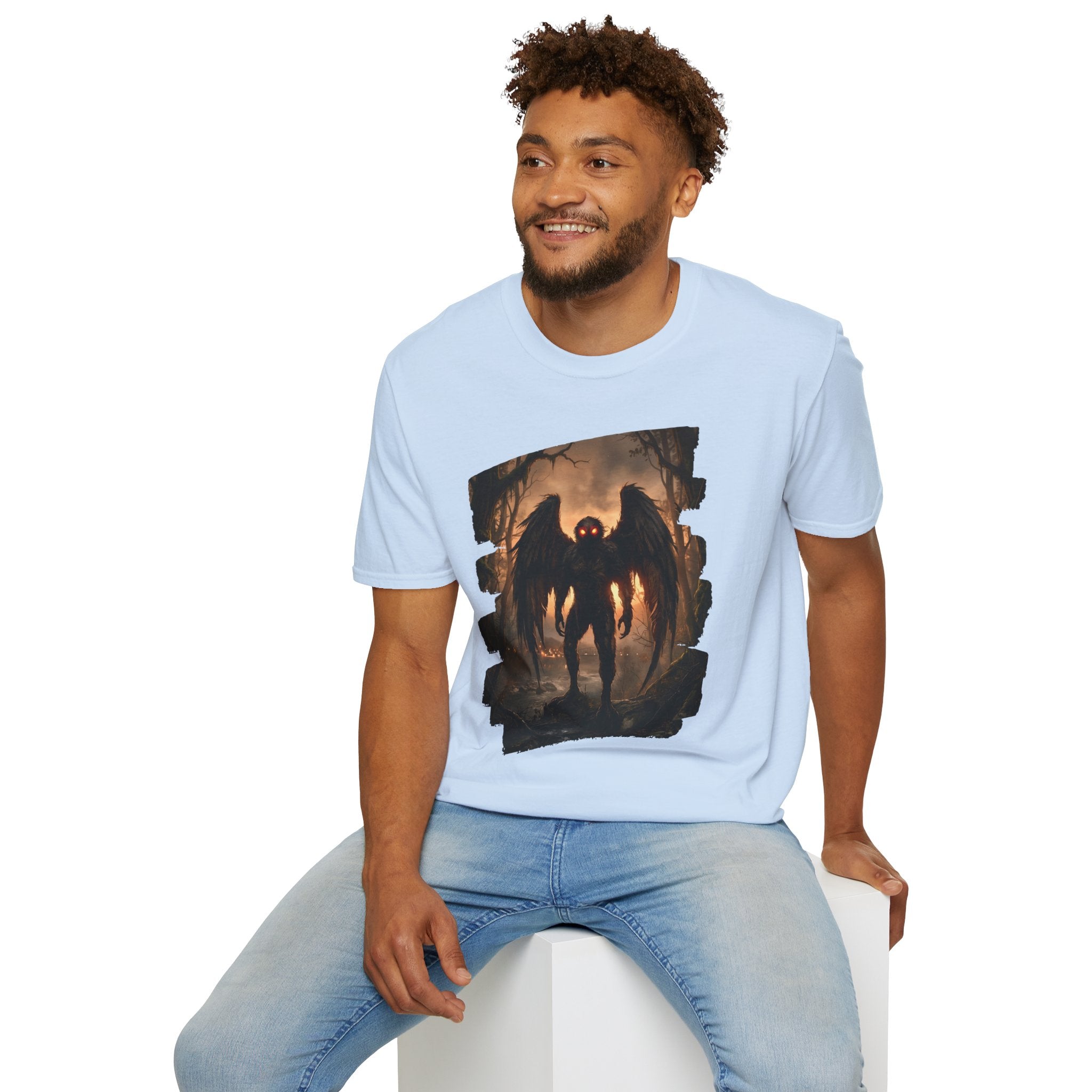 Mothman Cryptid Illustration T-Shirt | Dark Horror Graphic