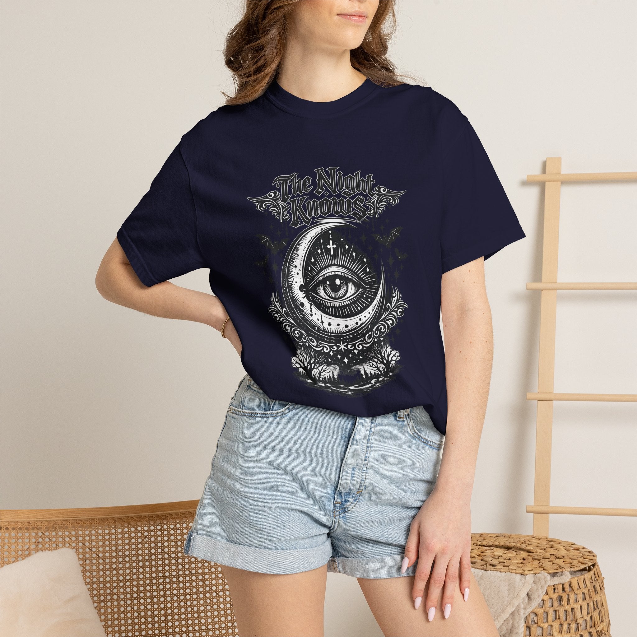 The Night Knows Eye T-Shirt — Mystical Gothic Graphic Tee