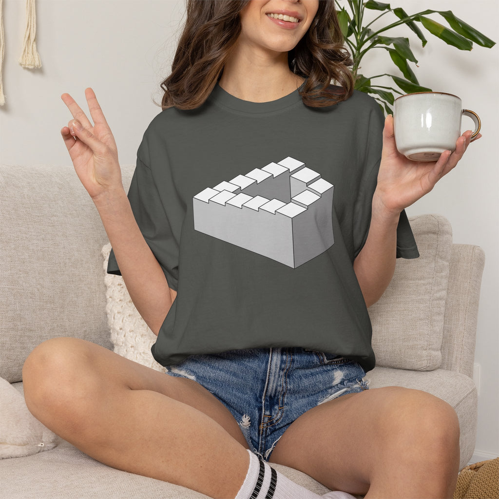 Optical Illusion Staircase Tee — Impossible Step Graphic T-Shirt