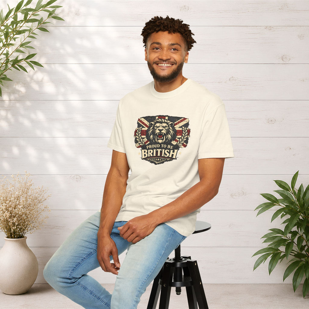 British Lion T-Shirt — "Proud to Be British" Union Jack Graphic Tee