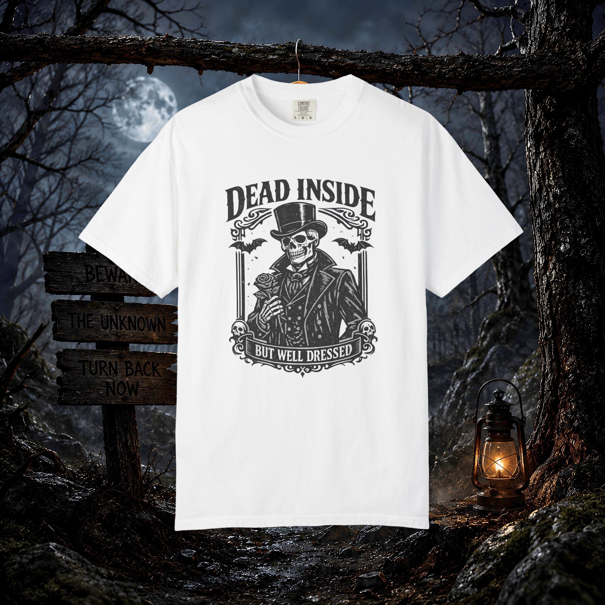 Dead Inside But Well Dressed T-Shirt — Gothic Skeleton Vintage Graphic Tee