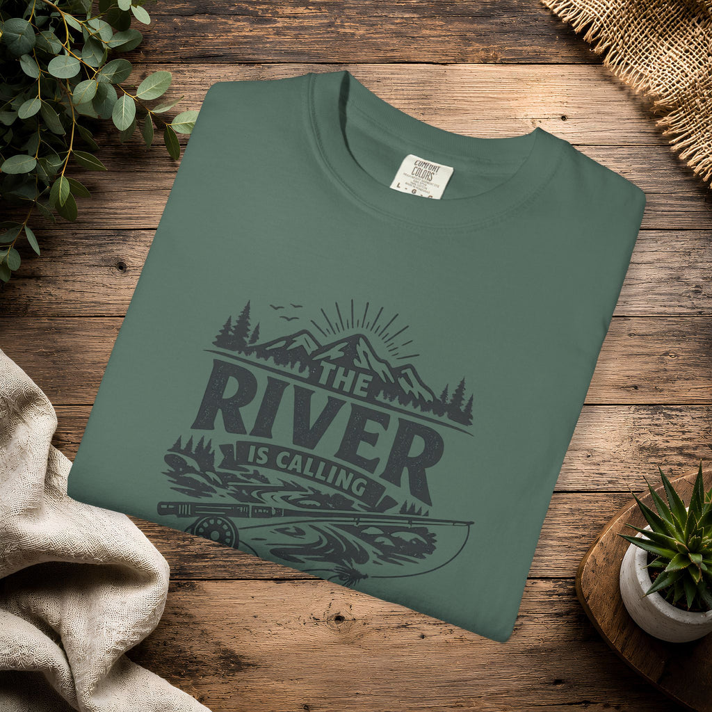The River Is Calling T-Shirt — Rustic Fishing & Kayak Outdoor Tee