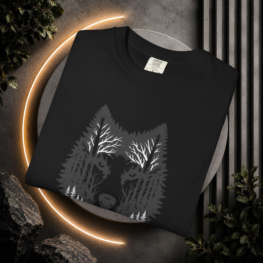 Wolf Forest T-Shirt — Geometric Woodland Wolf Graphic Tee