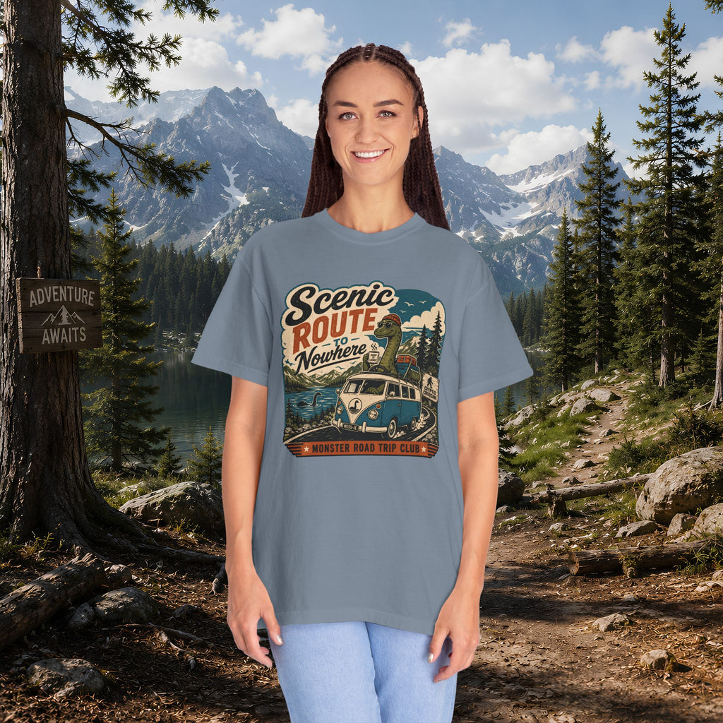 Scenic Route Vintage Camper Nessy T-Shirt — Road Trip Adventure Tee