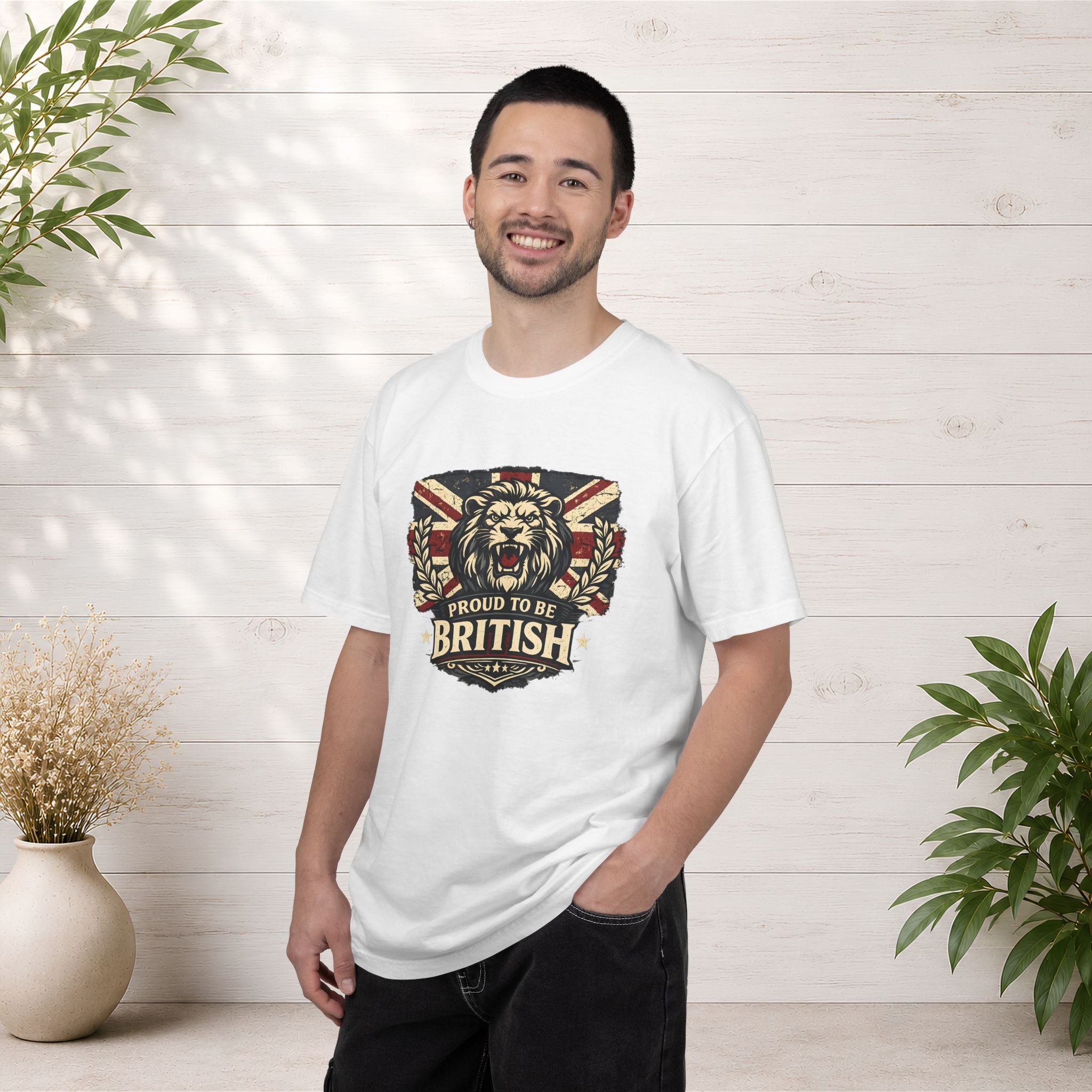 British Lion T-Shirt — "Proud to Be British" Union Jack Graphic Tee
