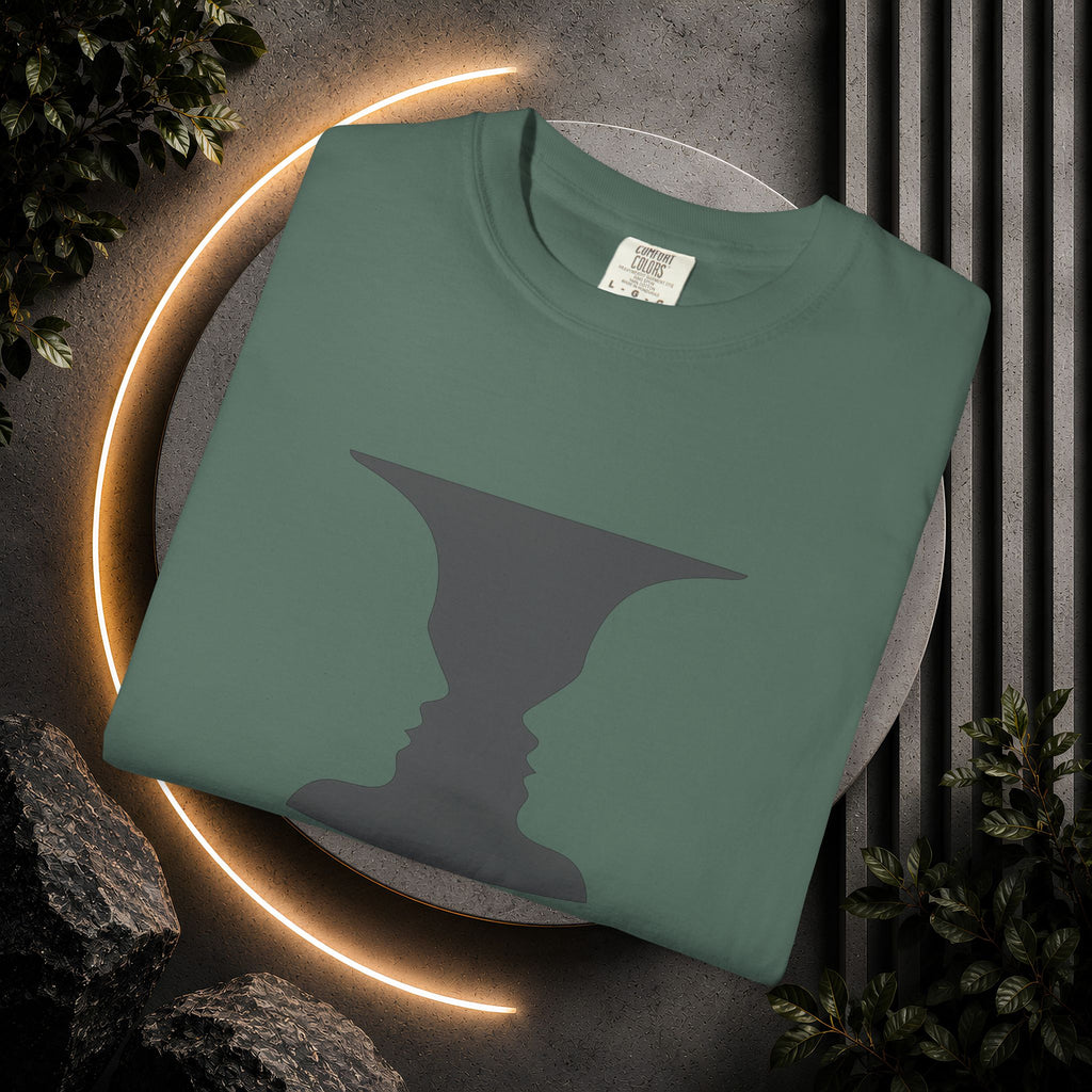 Optical Illusion Vase T-Shirt — Rubin’s Face Profile Graphic Tee