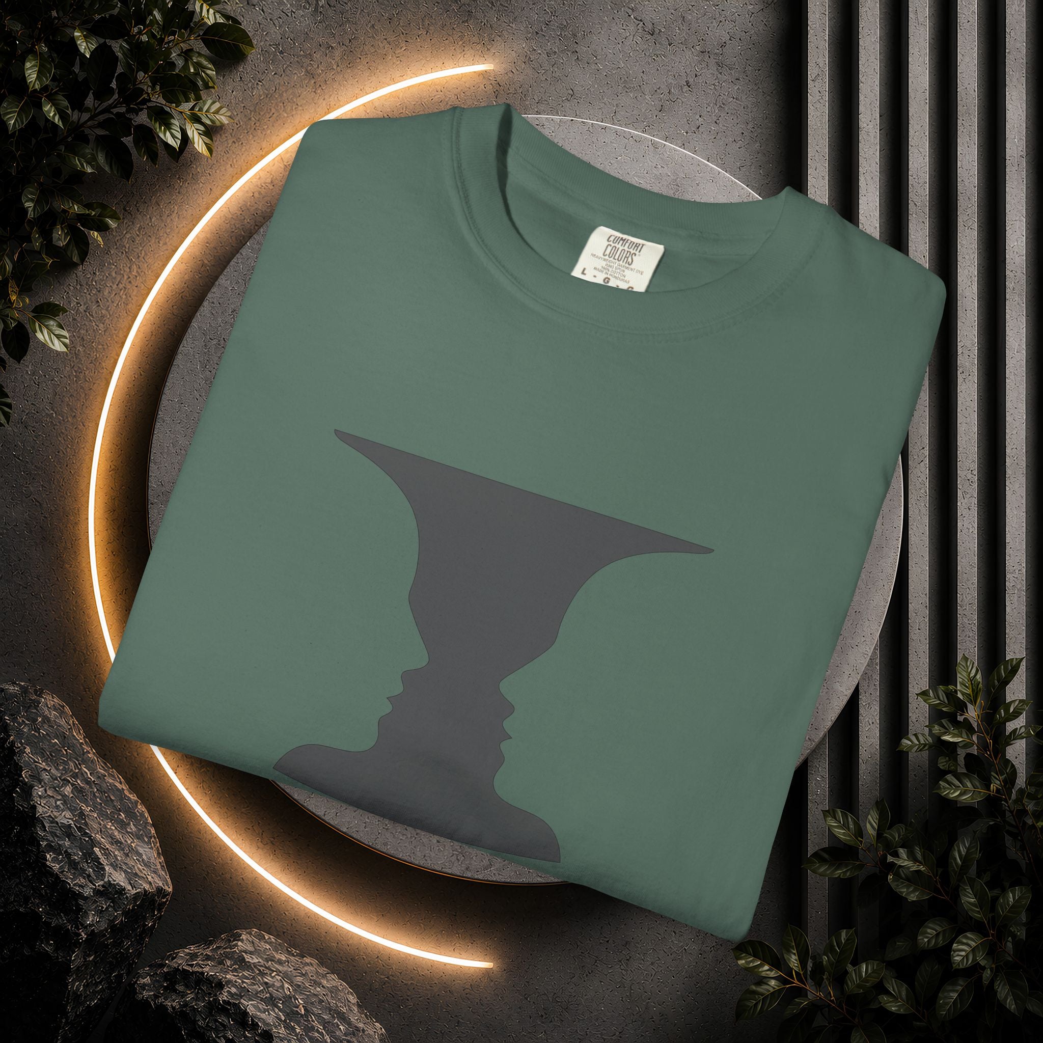 Optical Illusion Vase T-Shirt — Rubin’s Face Profile Graphic Tee