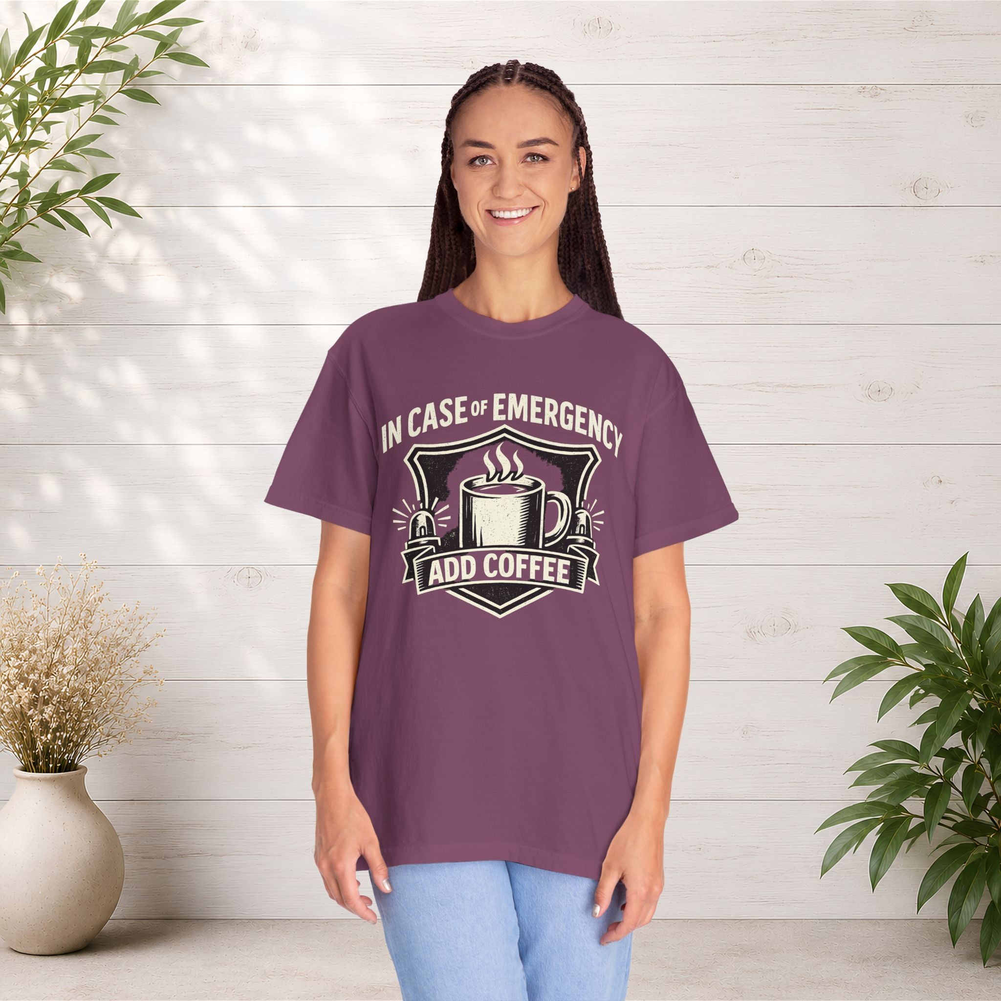 Coffee Emergency T-Shirt — "In Case of Emergency Add Coffee" Graphic Tee