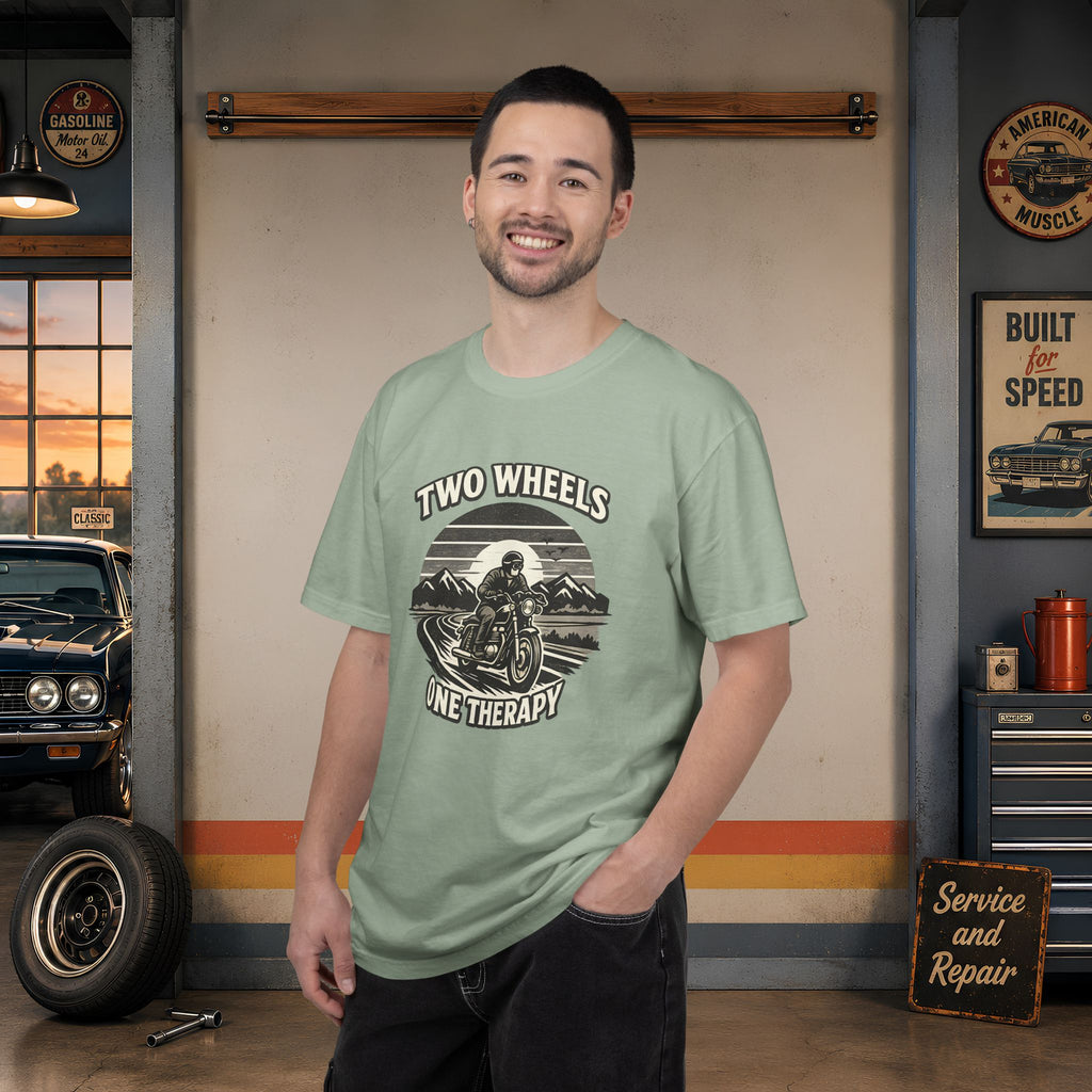 Motorcycle T-Shirt – "Two Wheels One Therapy" Rider Tee