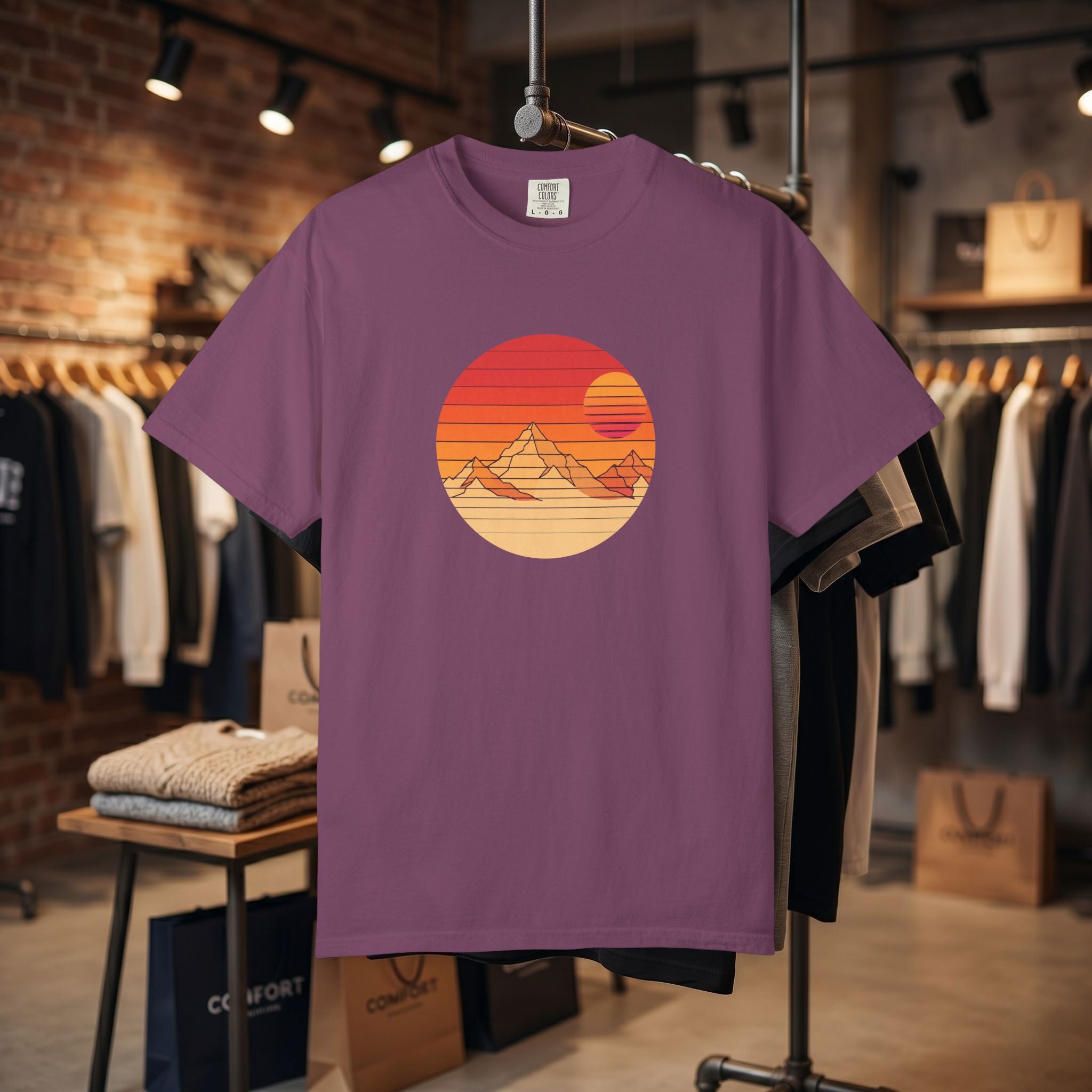 Retro Sunset Mountain T-shirt | Vintage Mountain Graphic Tee