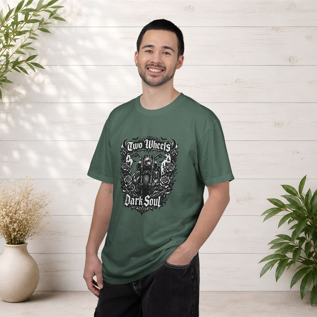 Dark Soul Motorcycle T-Shirt — "Two Wheels Dark Soul" Biker Graphic Tee