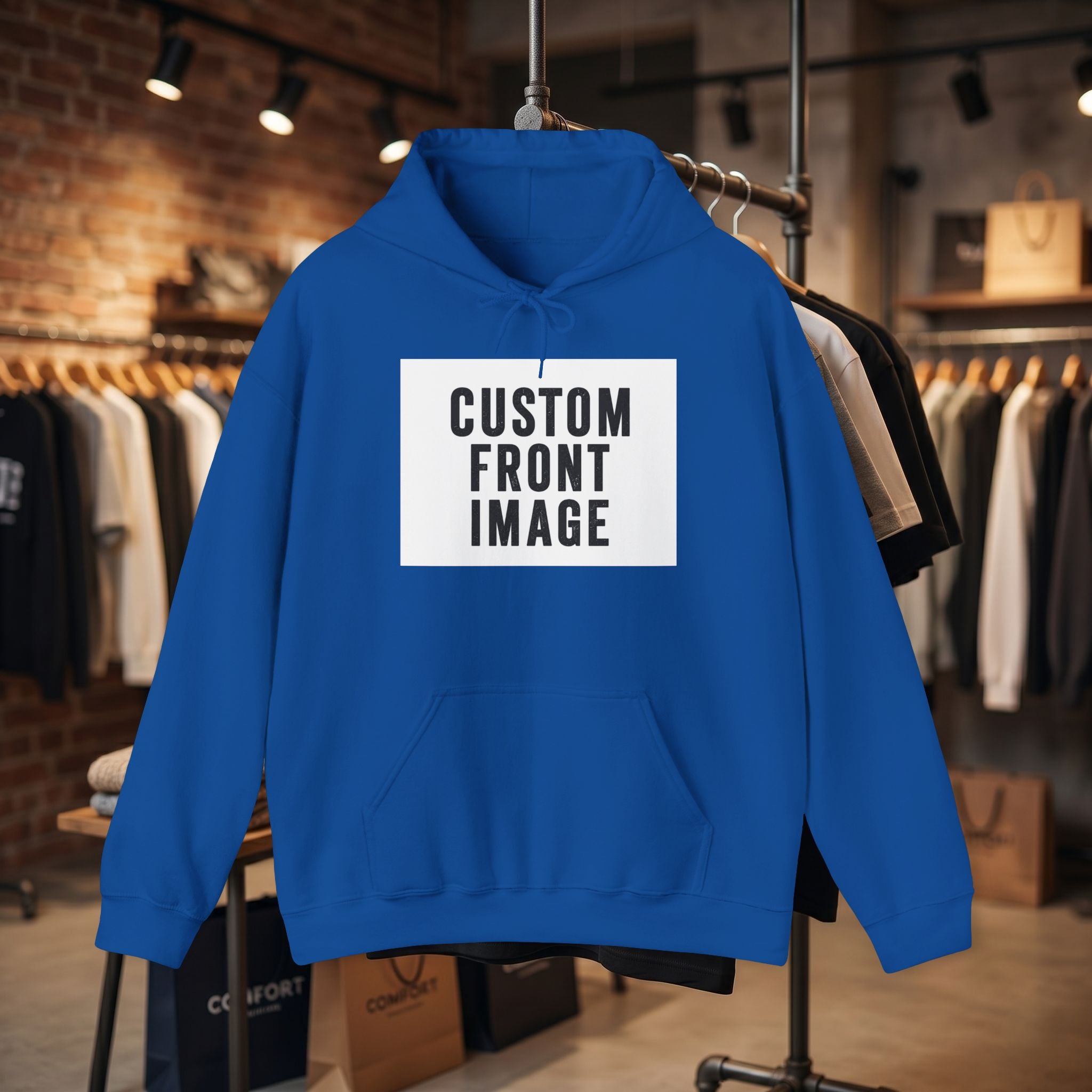 Custom Front Image Hoodie — Personalized White Pullover Hooded Sweatshirt