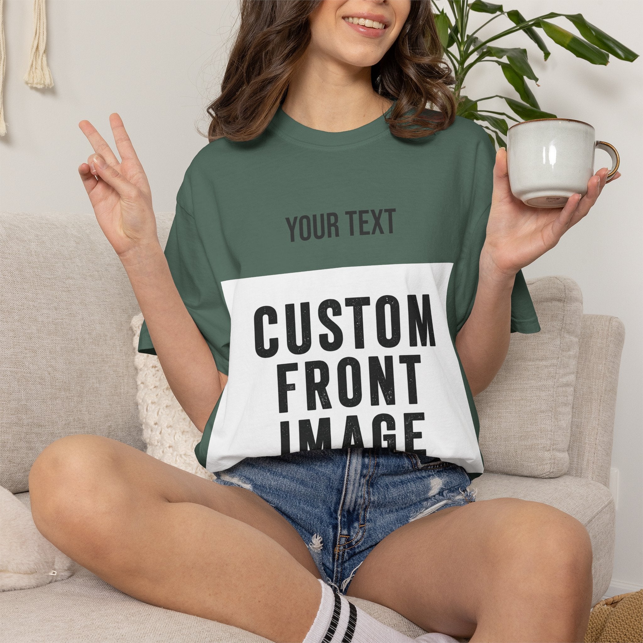 Custom Front Landscape Print T-Shirt — Personalized Text & Image Tee