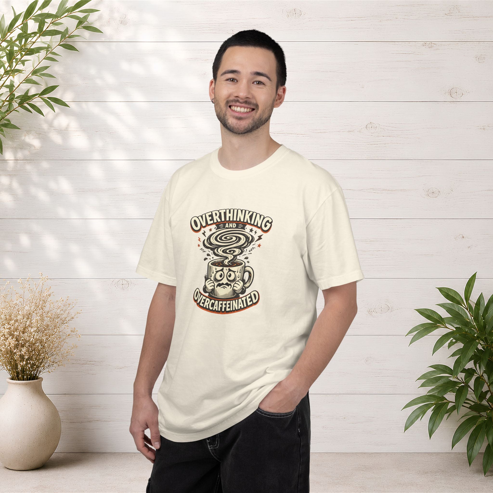 Overthinking & Overcaffeinated T-Shirt — Funny Coffee & Anxiety Graphic Tee