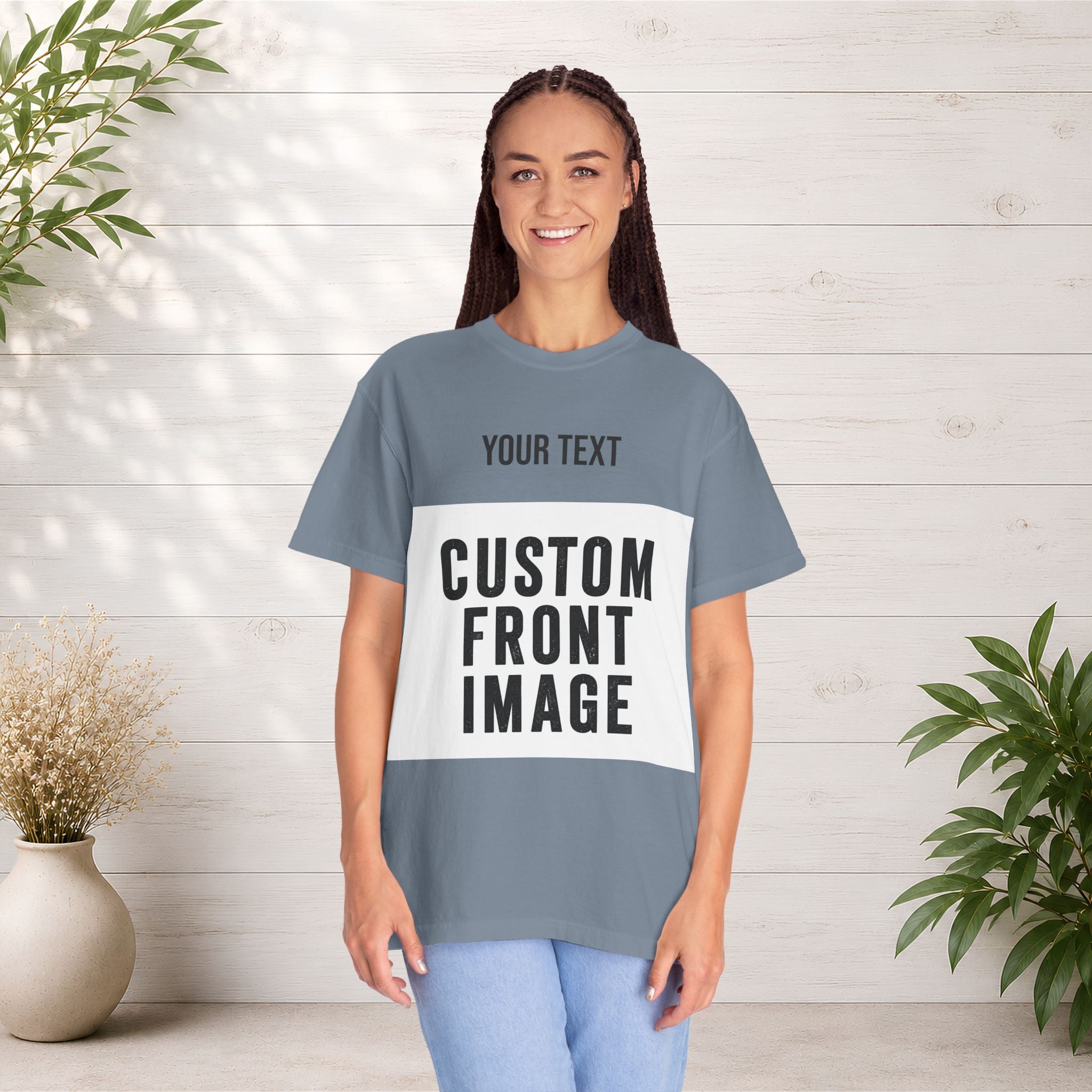 Custom Front Landscape Print T-Shirt — Personalized Text & Image Tee