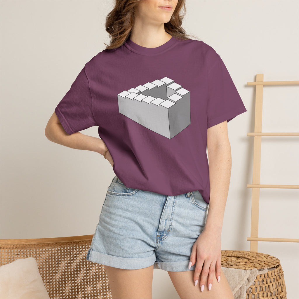 Optical Illusion Staircase Tee — Impossible Step Graphic T-Shirt