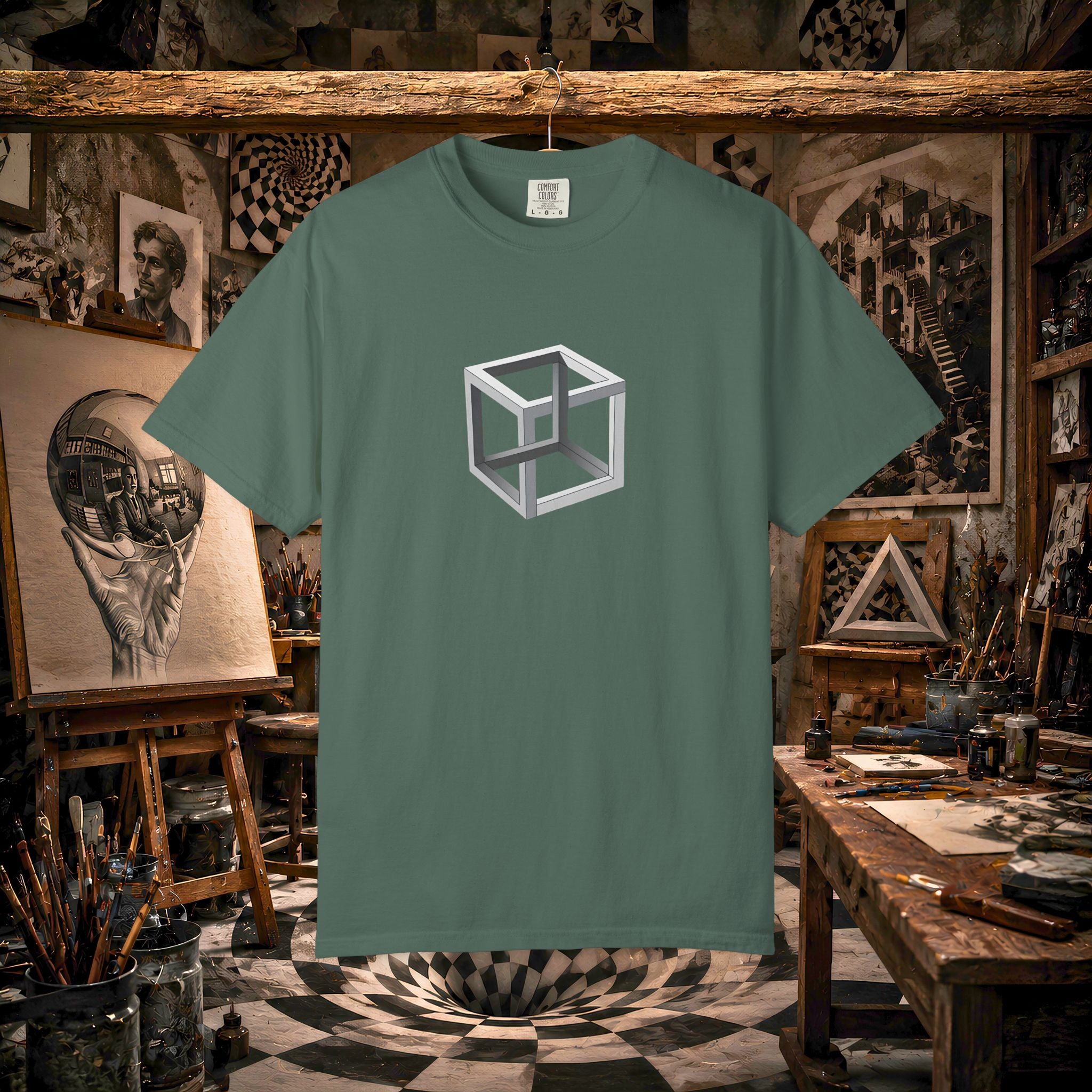 Optical Illusion Cube Depth T-Shirt
