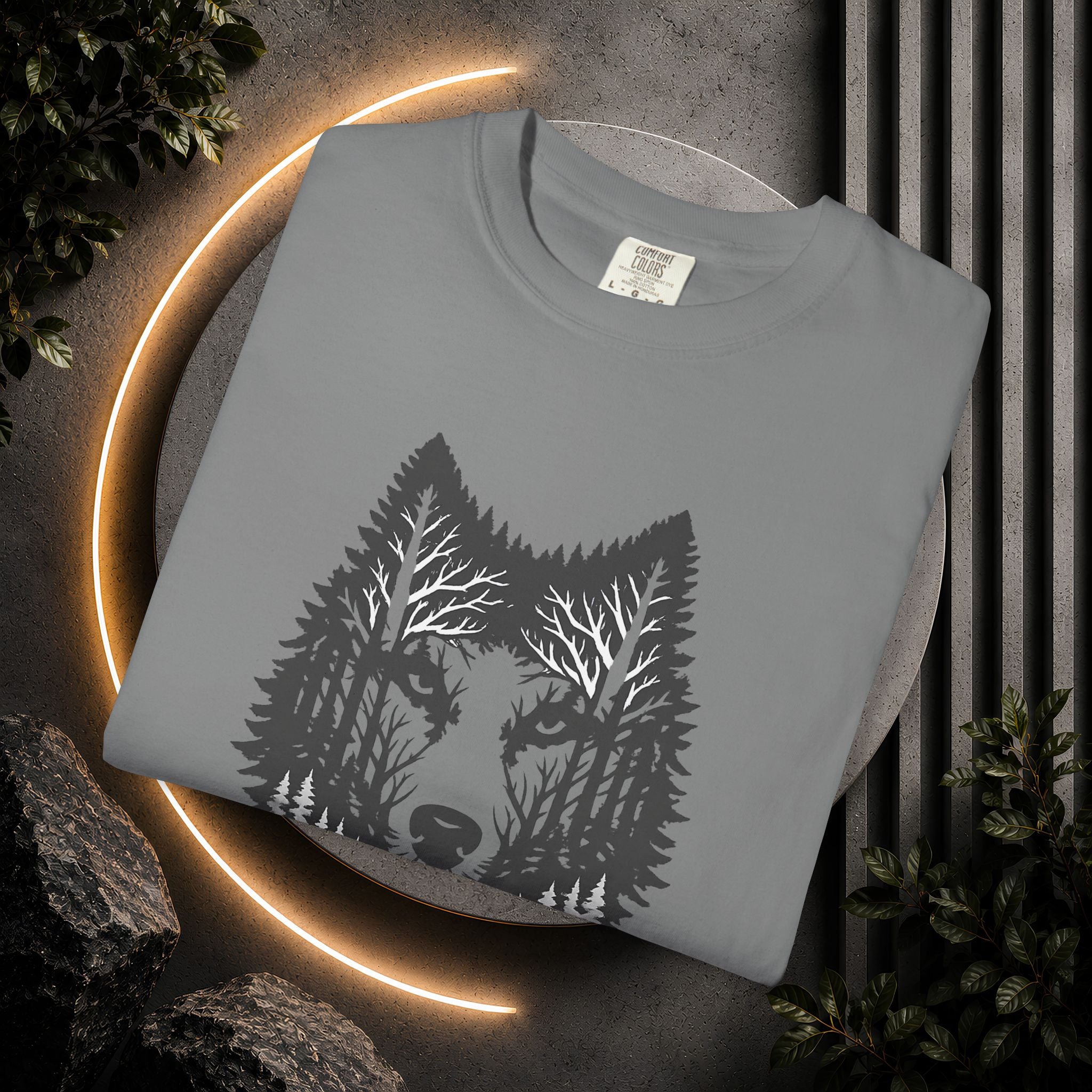 Wolf Forest T-Shirt — Geometric Woodland Wolf Graphic Tee