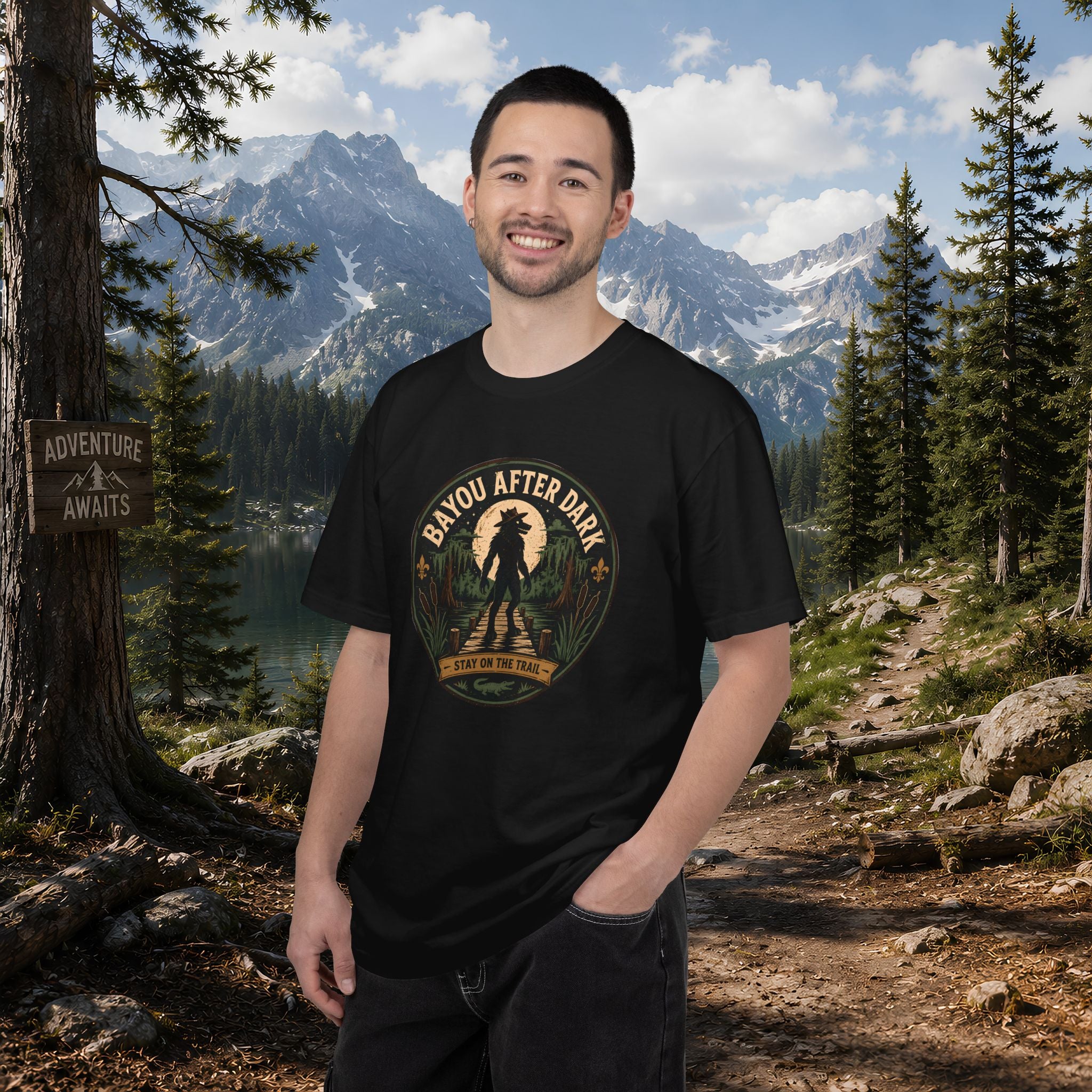 Rougarou Bayou After Dark T-Shirt — Swamp Cryptid Graphic Tee
