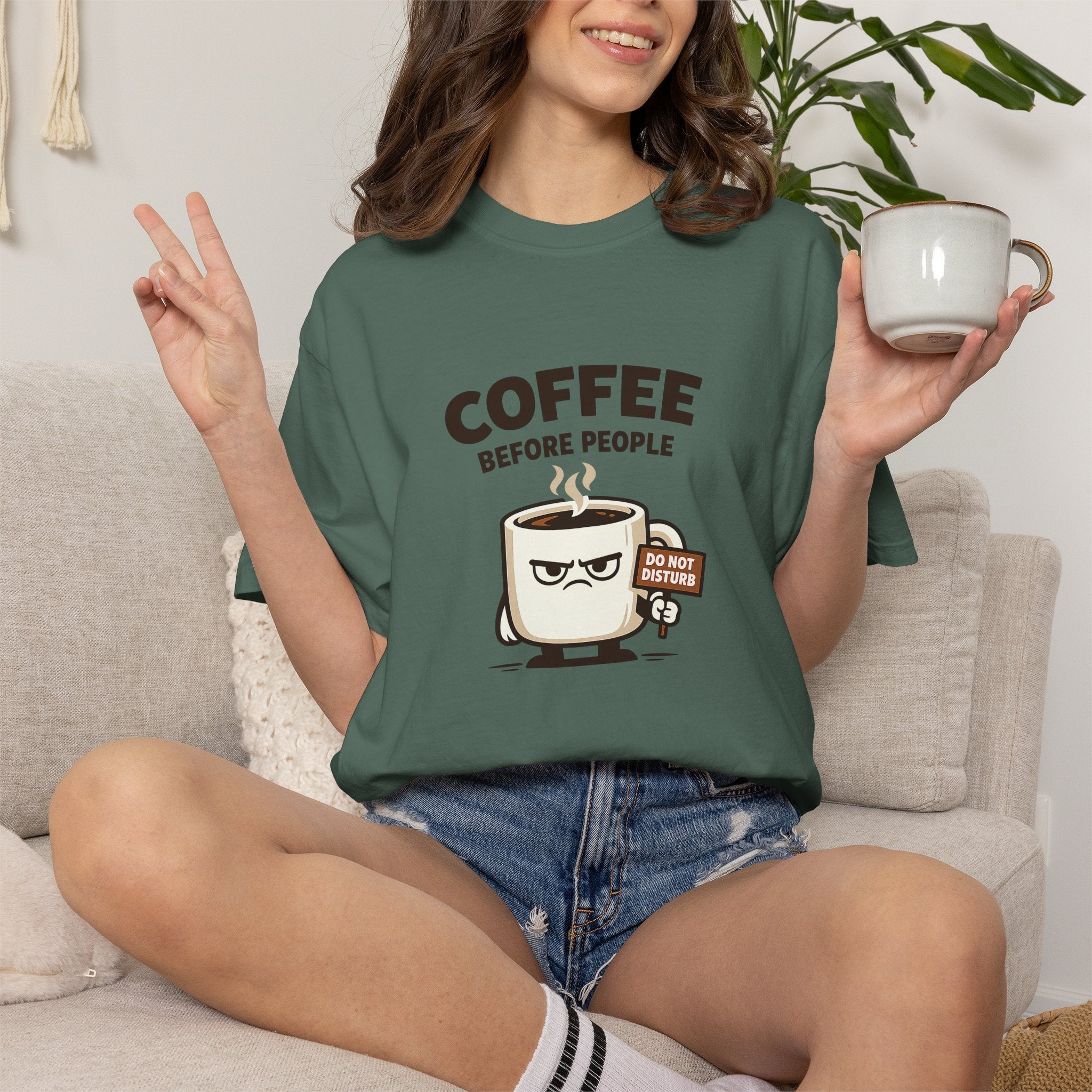 Coffee Before People T‑Shirt — Funny Morning Coffee Graphic Tee