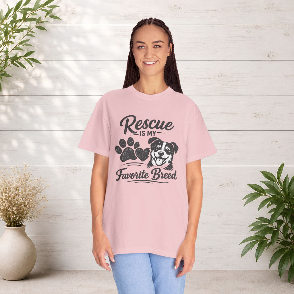 Rescue Is My Favorite Breed T-Shirt — Dog Rescue Paw Print Tee