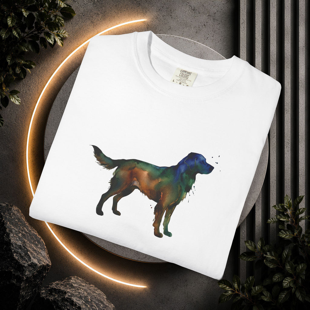 Golden Retriever Silhouette T-Shirt — Colorful Dog Graphic Tee for Pet Lovers