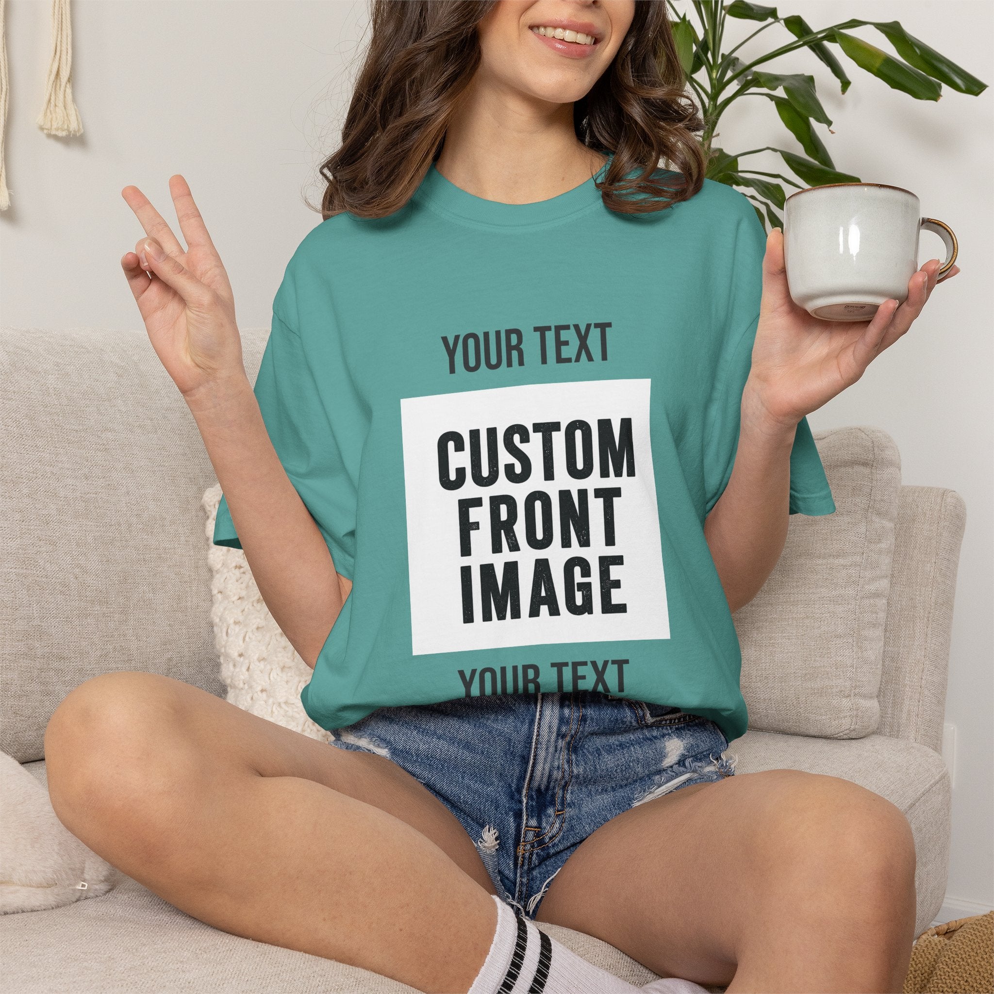 Custom Front Square Print T-Shirt — Personalized Text & Image Tee